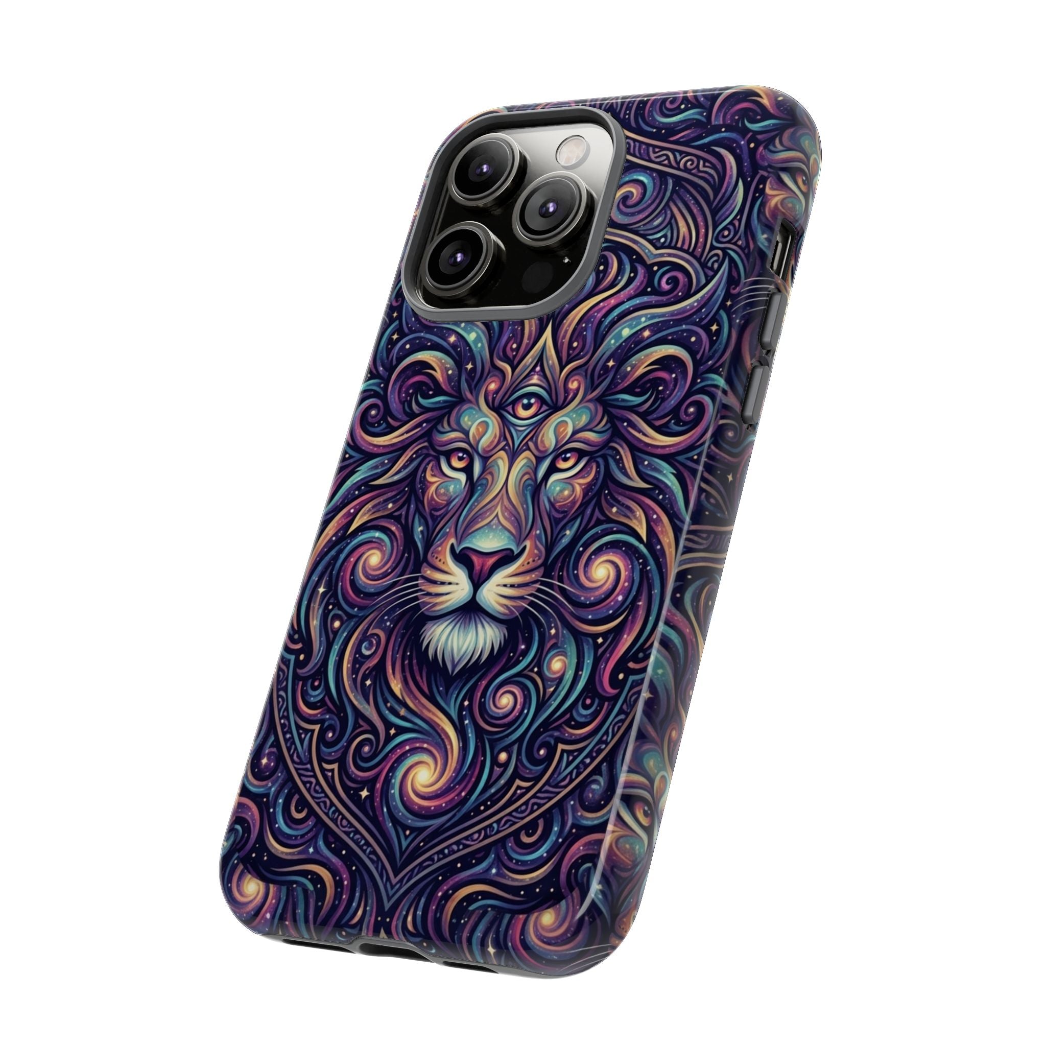 Lion Mandala Phone Case — Psychedelic Swirl Protective Cover