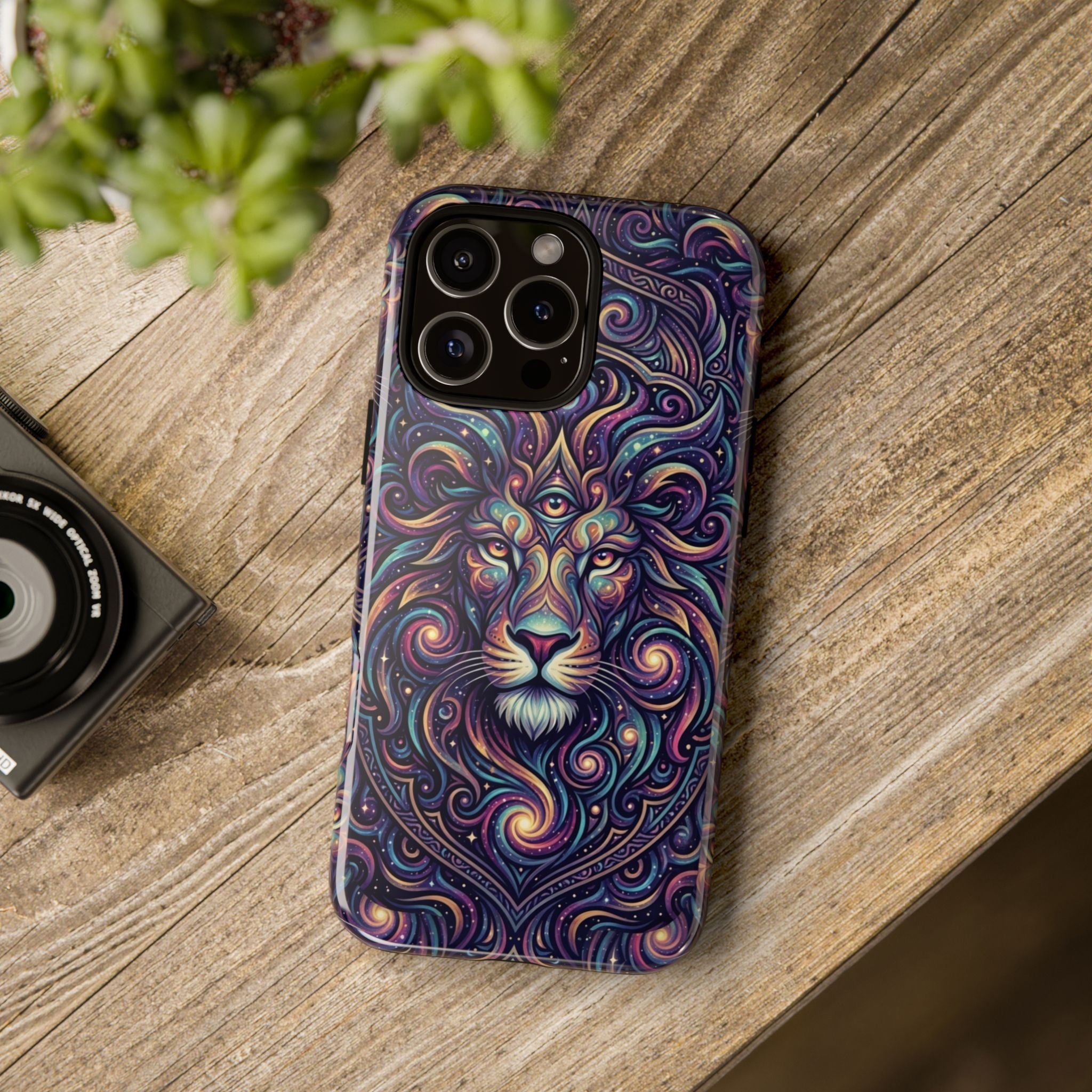 Lion Mandala Phone Case — Psychedelic Swirl Protective Cover