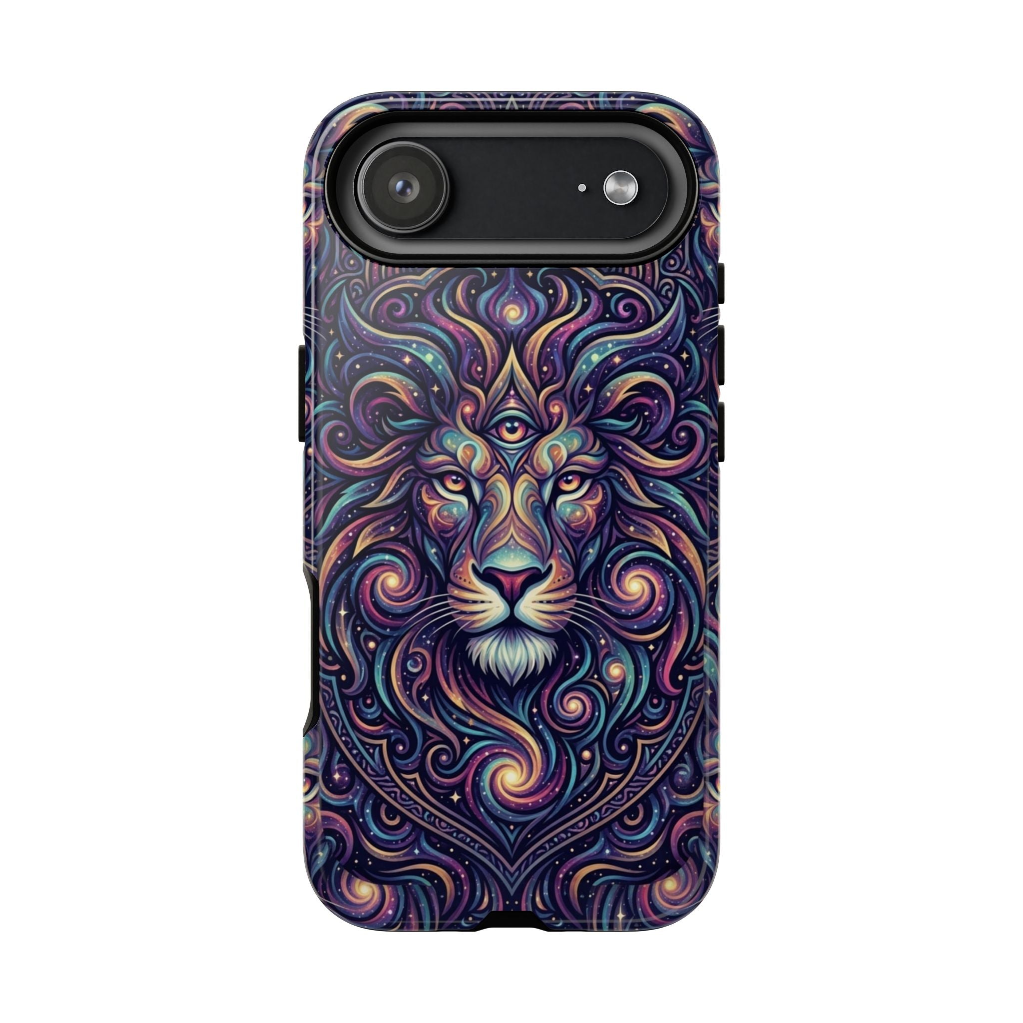 Lion Mandala Phone Case — Psychedelic Swirl Protective Cover