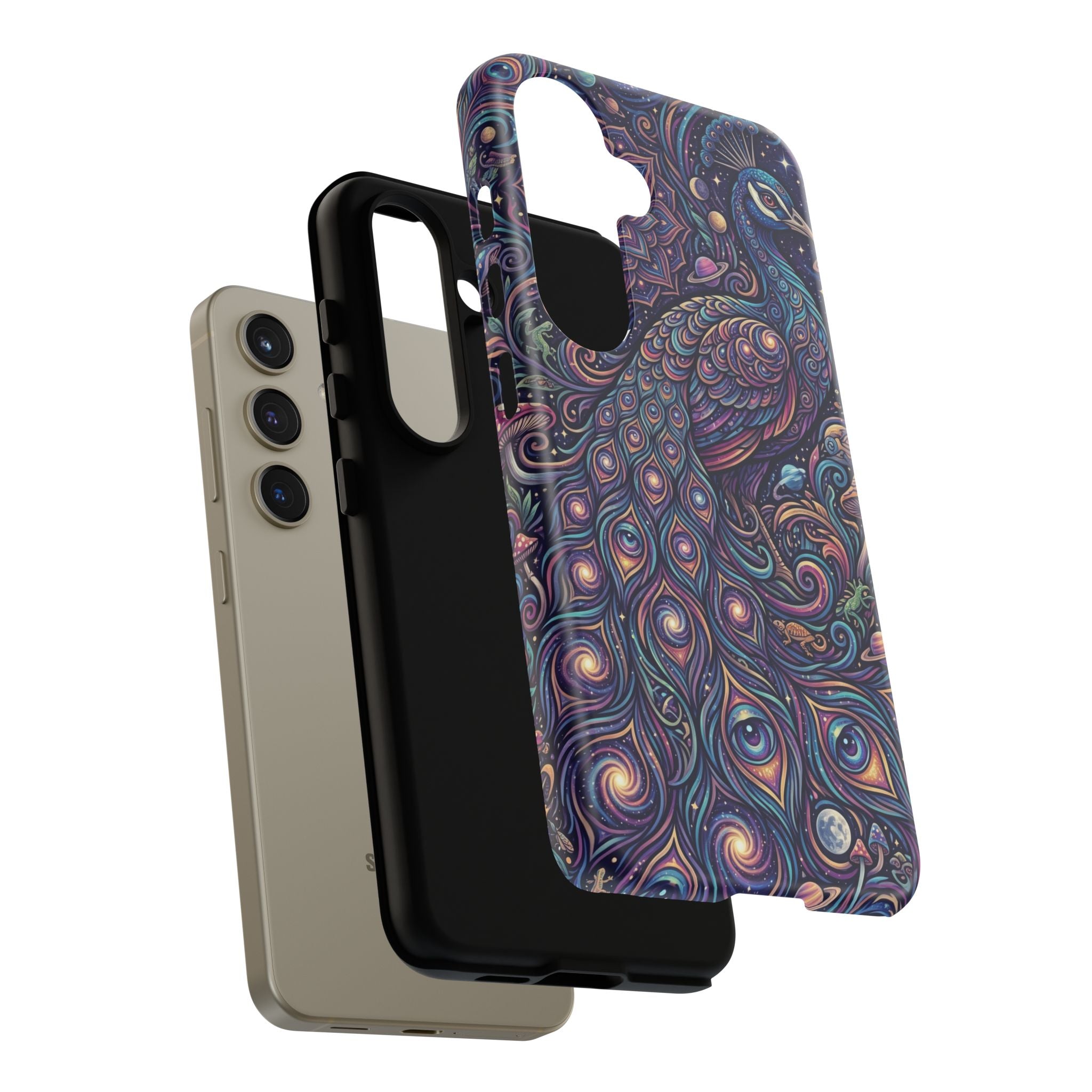 Peacock Mandala Phone Case — Protective Tough Case with Mystic Boho Design