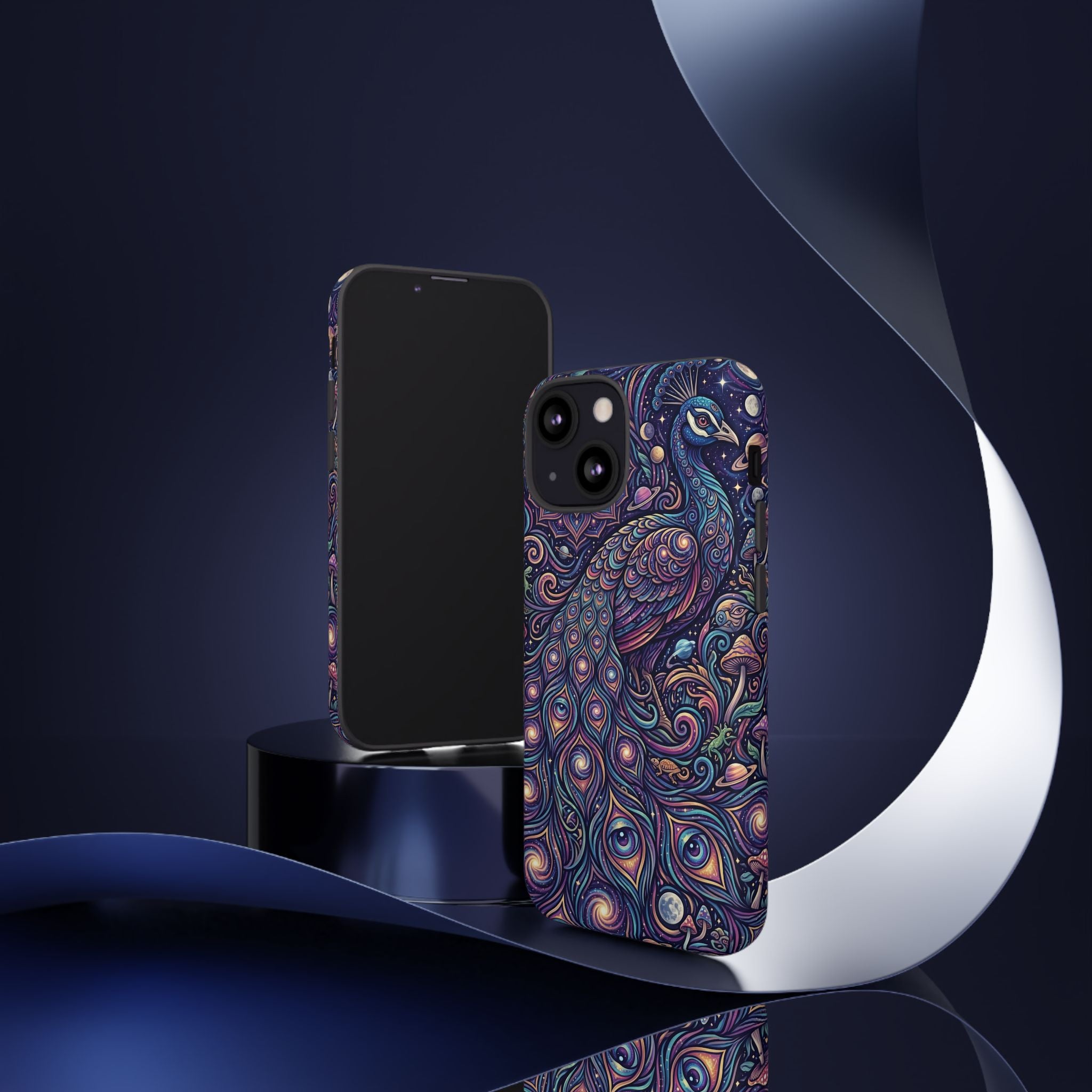 Peacock Mandala Phone Case — Protective Tough Case with Mystic Boho Design