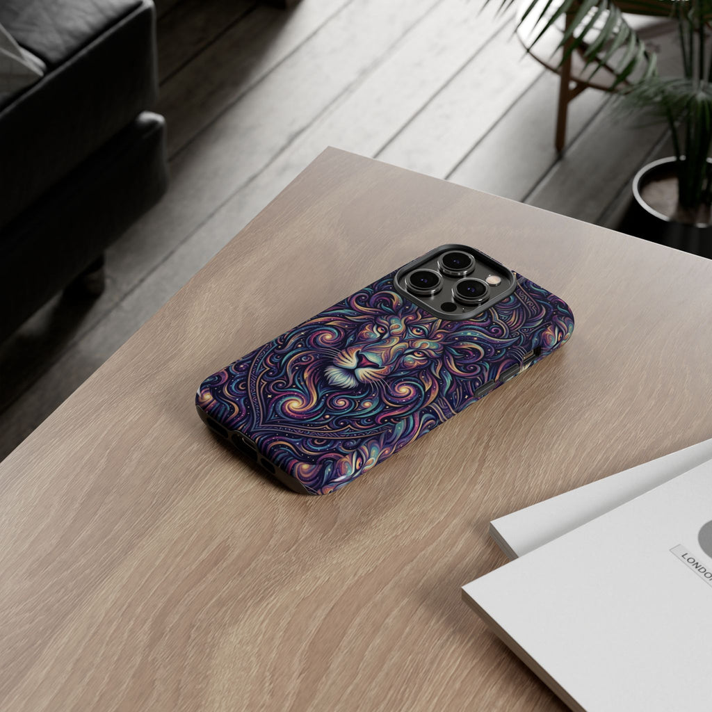 Lion Mandala Phone Case — Psychedelic Swirl Protective Cover