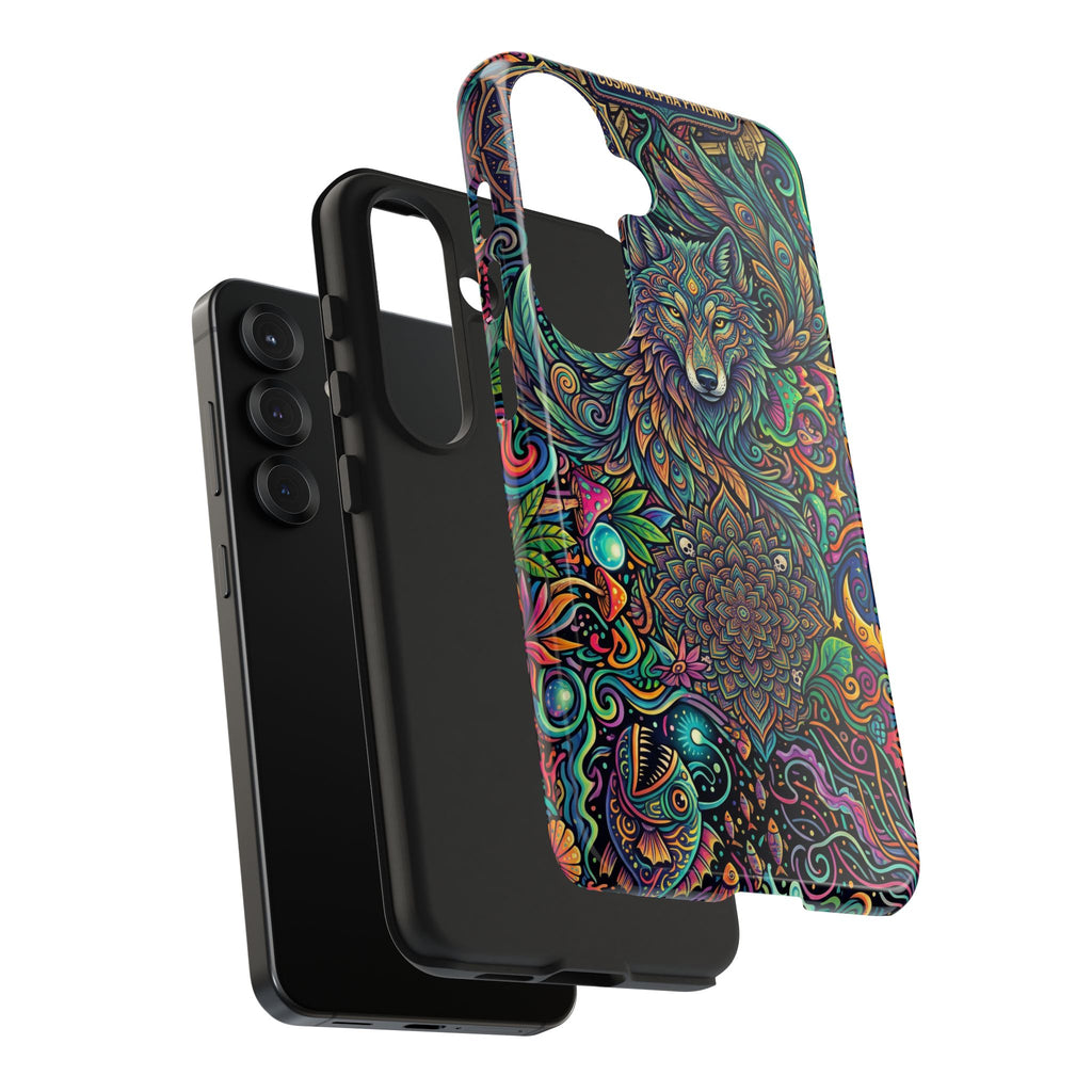Wolf Mandala Tough Phone Case — Boho Psychedelic Protective Phone Cover