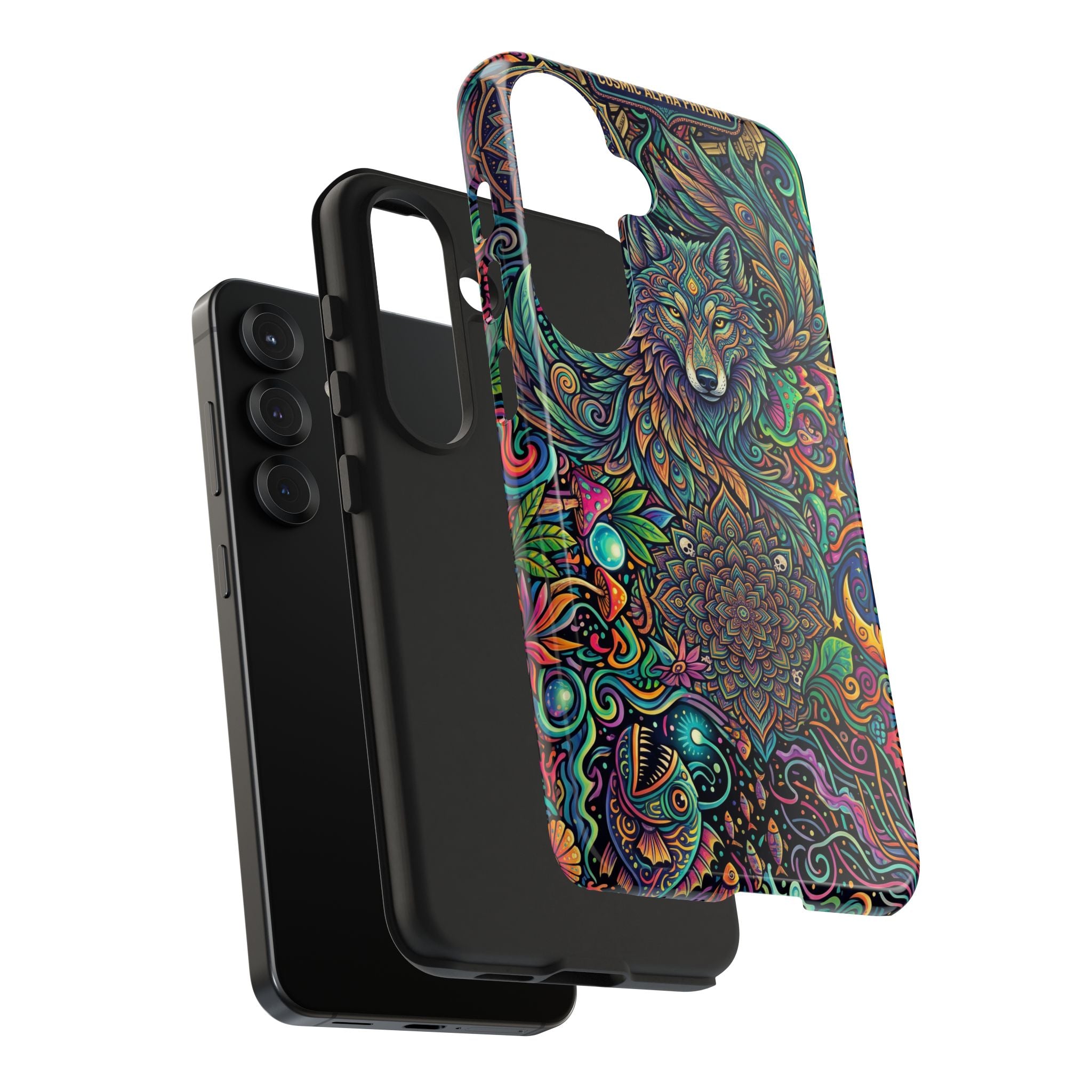 Wolf Mandala Tough Phone Case — Boho Psychedelic Protective Phone Cover