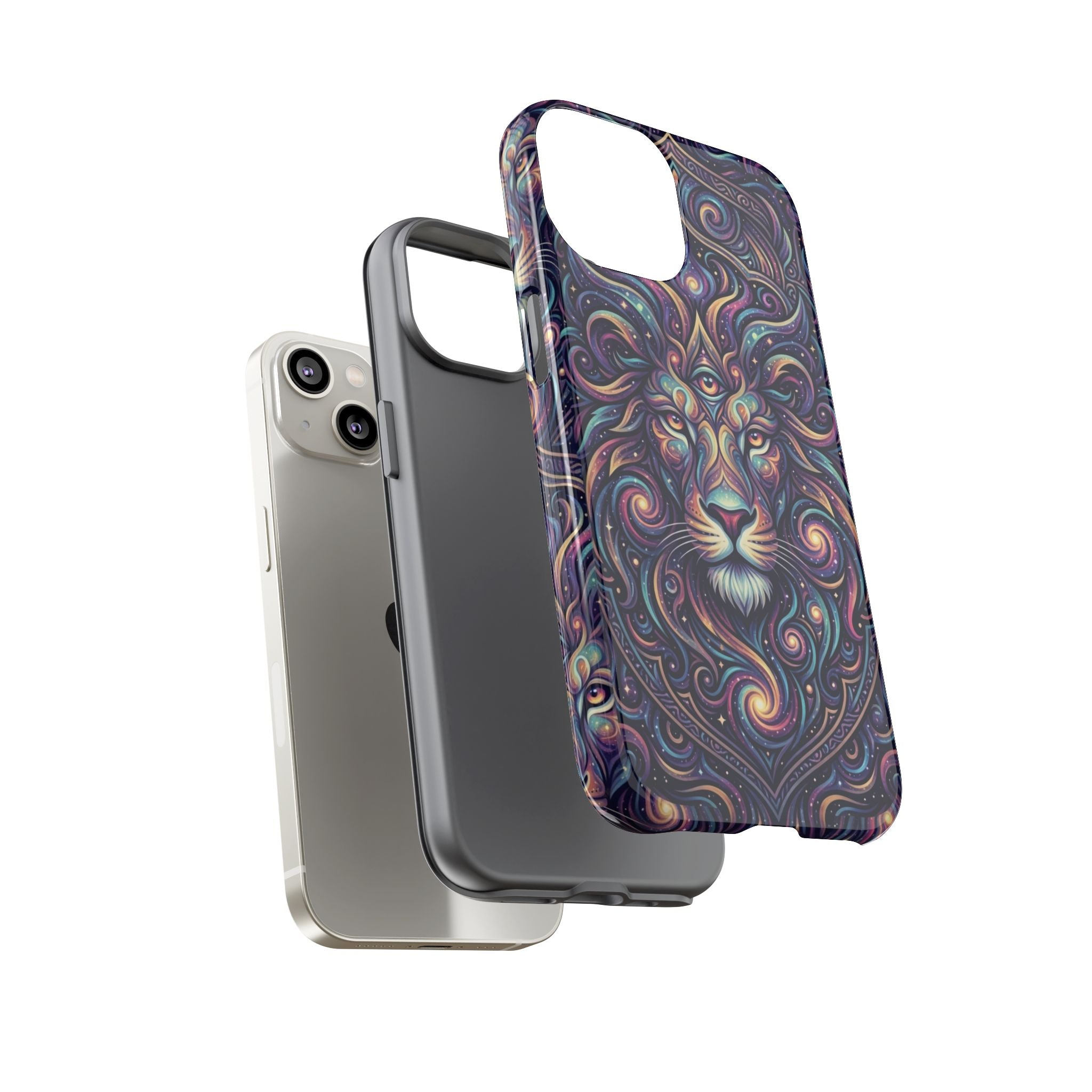 Lion Mandala Phone Case — Psychedelic Swirl Protective Cover