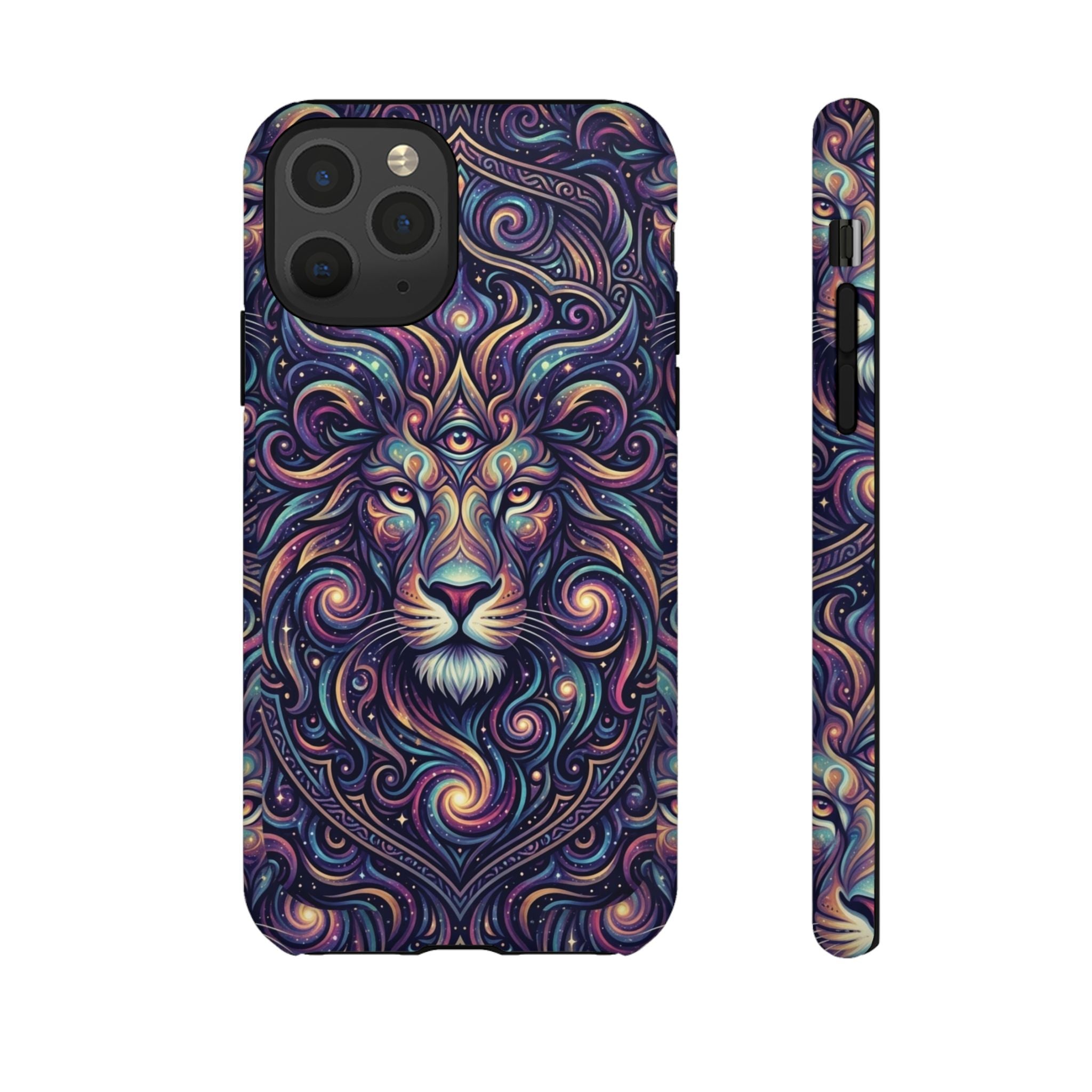 Lion Mandala Phone Case — Psychedelic Swirl Protective Cover