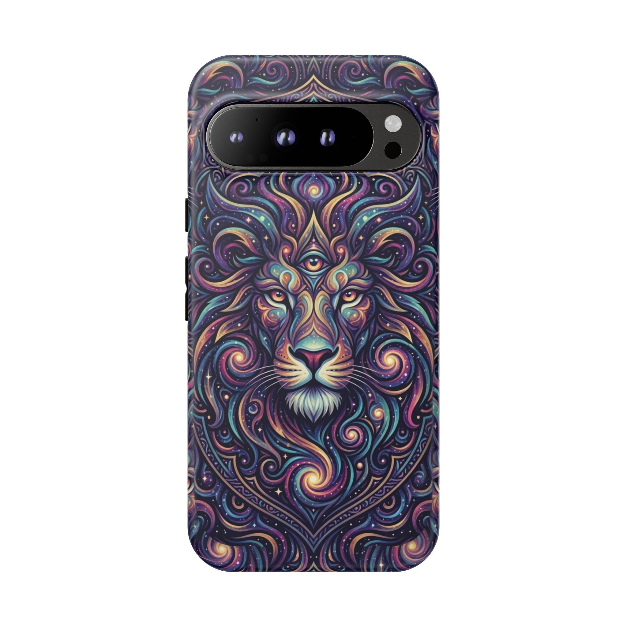 Lion Mandala Phone Case — Psychedelic Swirl Protective Cover
