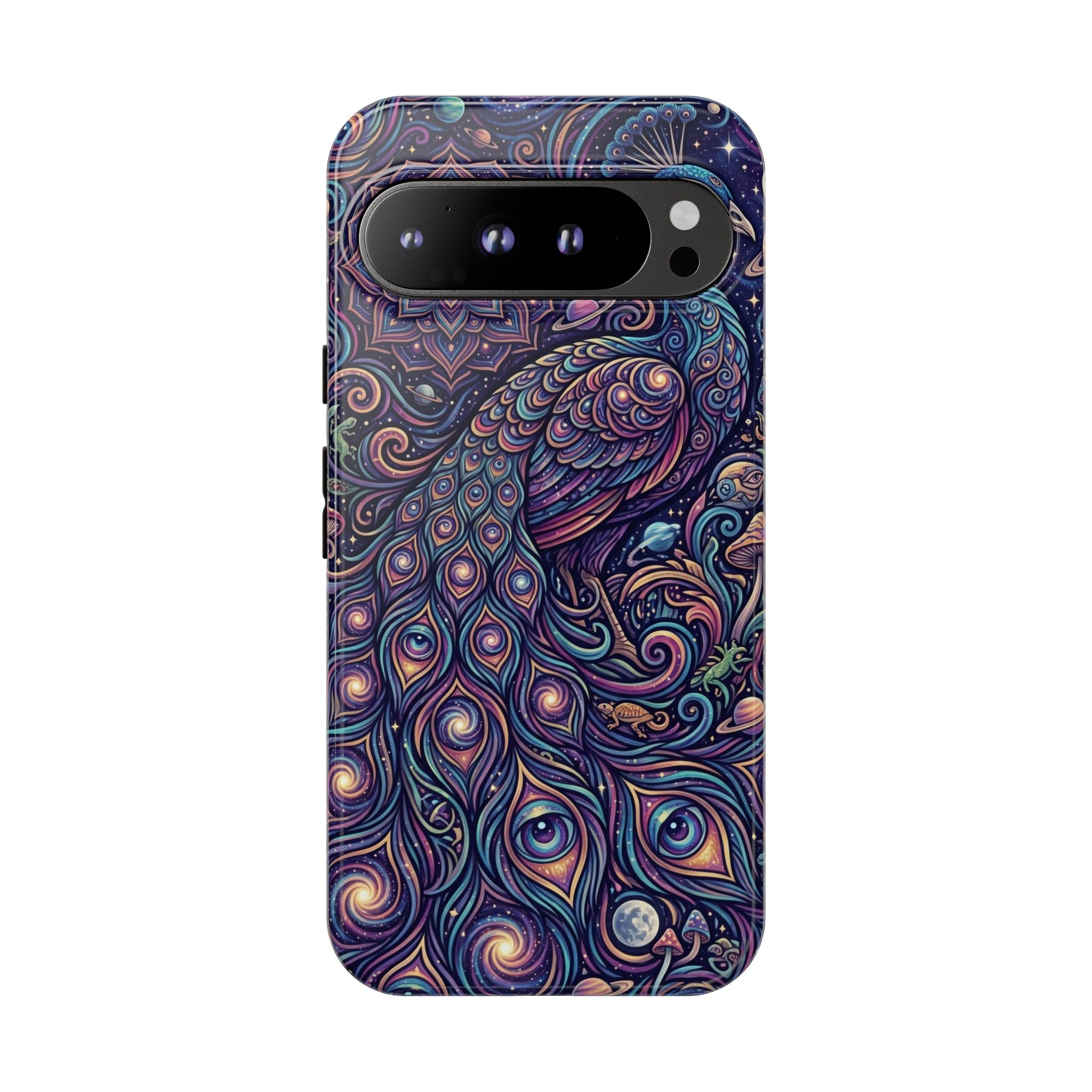 Peacock Mandala Phone Case — Protective Tough Case with Mystic Boho Design