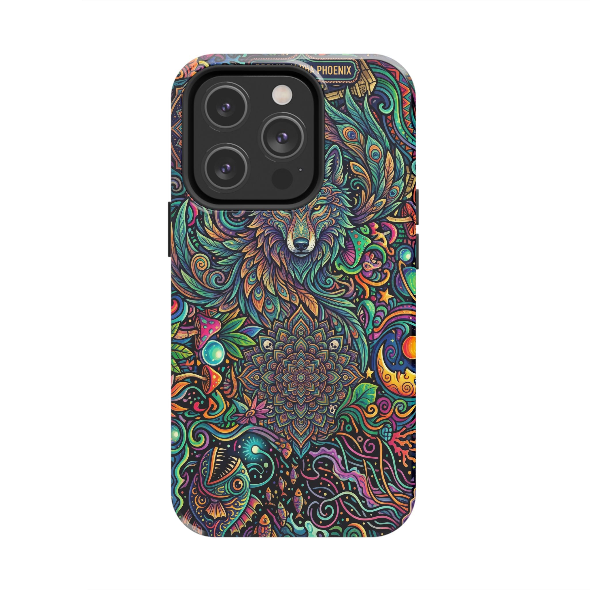 Wolf Mandala Tough Phone Case — Boho Psychedelic Protective Phone Cover