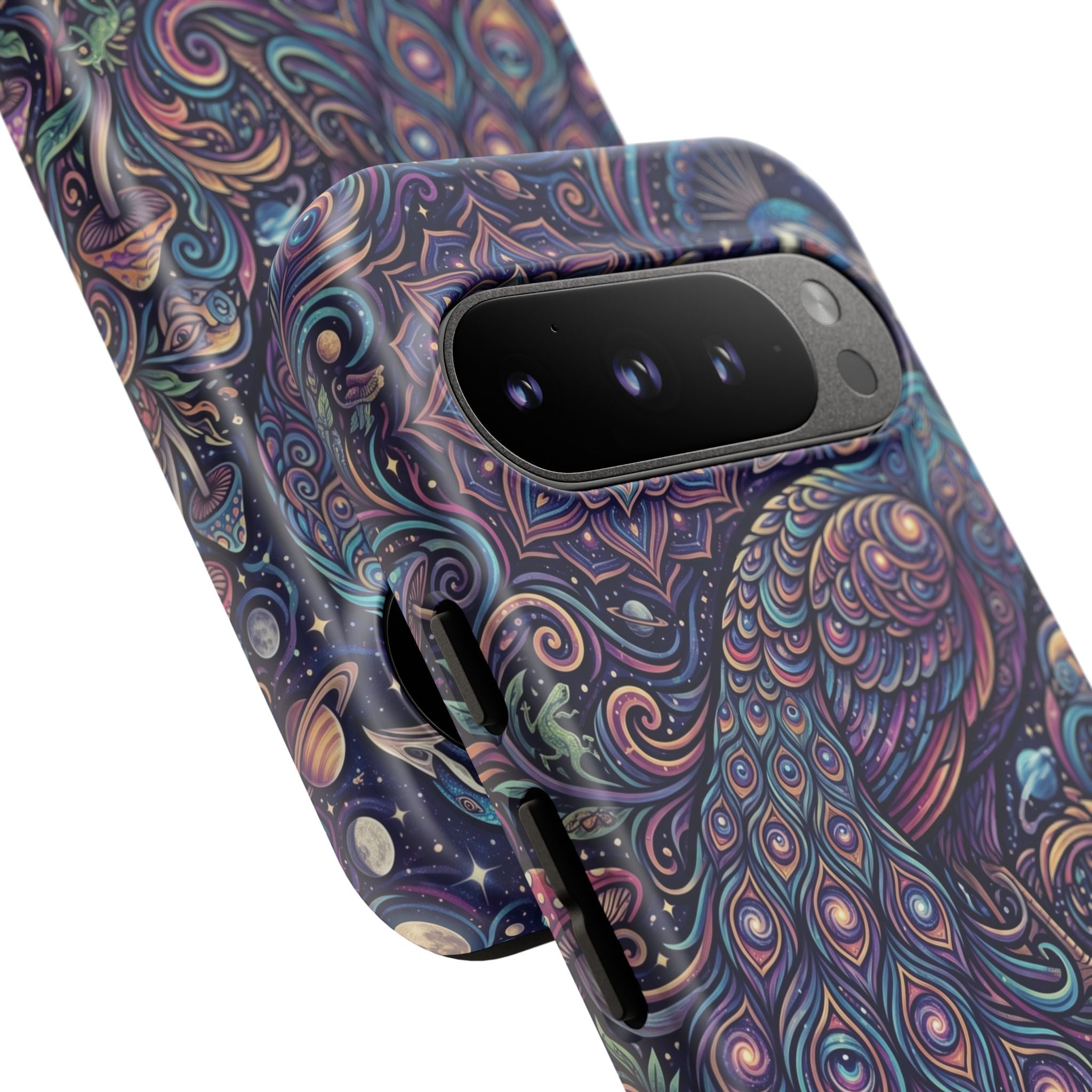 Peacock Mandala Phone Case — Protective Tough Case with Mystic Boho Design