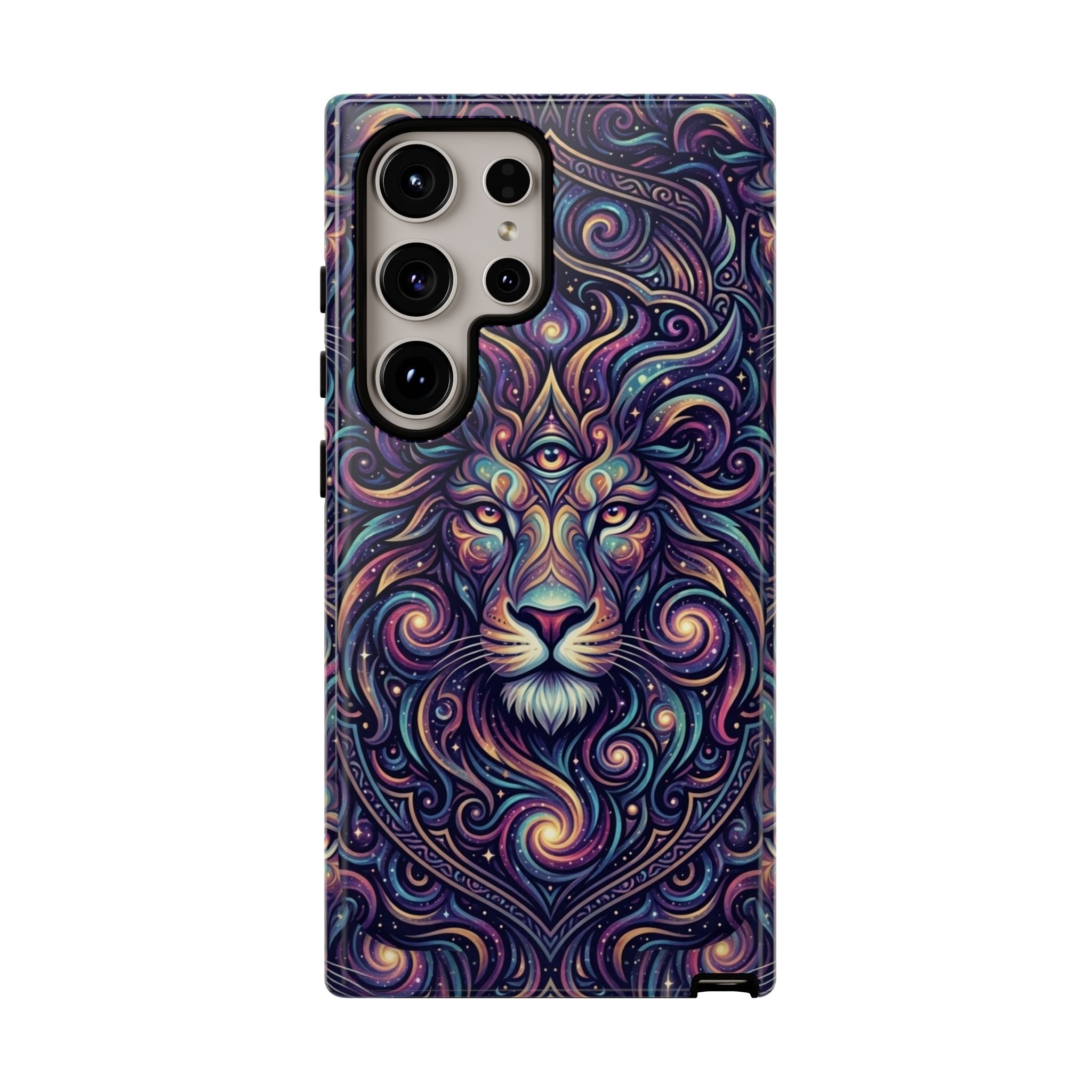 Lion Mandala Phone Case — Psychedelic Swirl Protective Cover