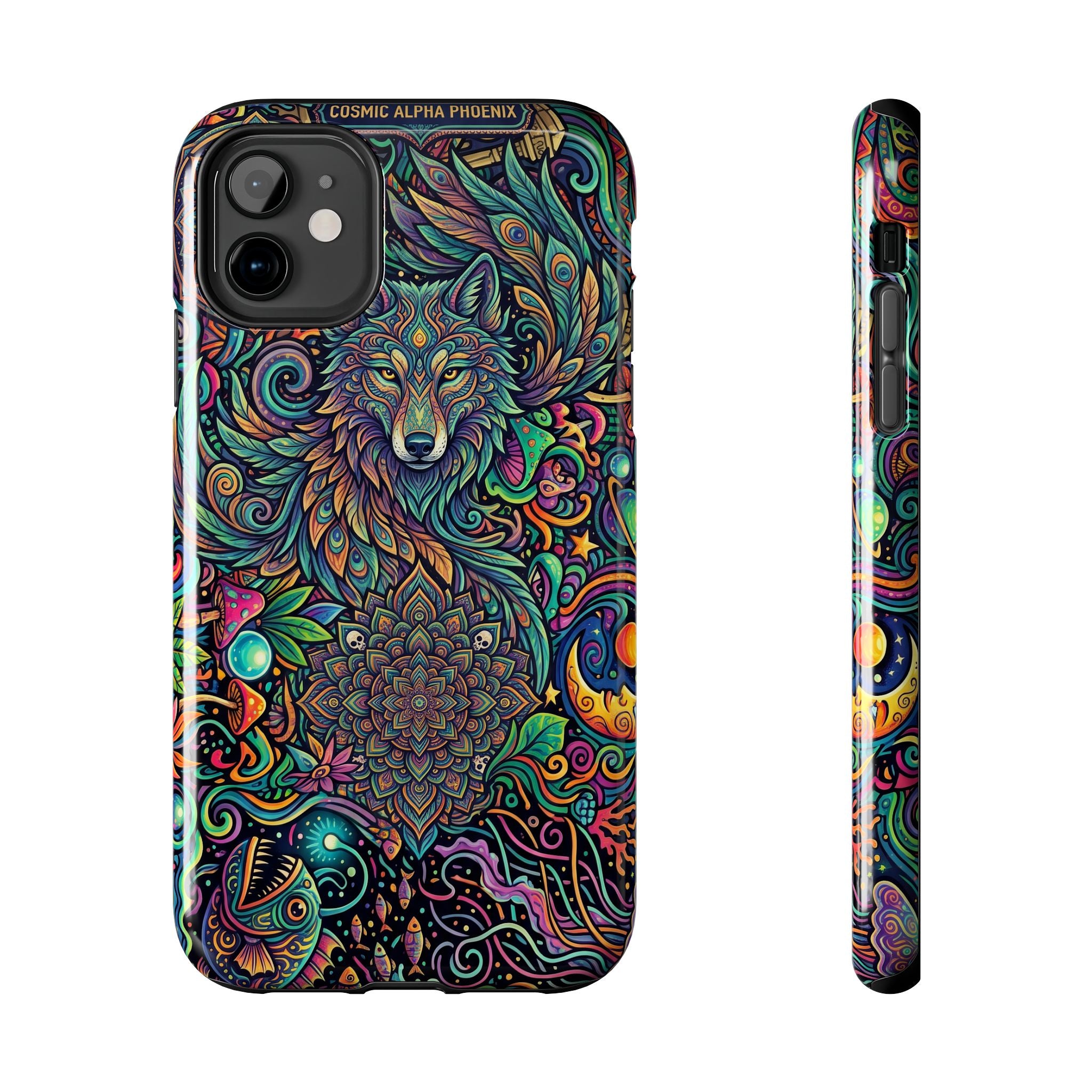 Wolf Mandala Tough Phone Case — Boho Psychedelic Protective Phone Cover