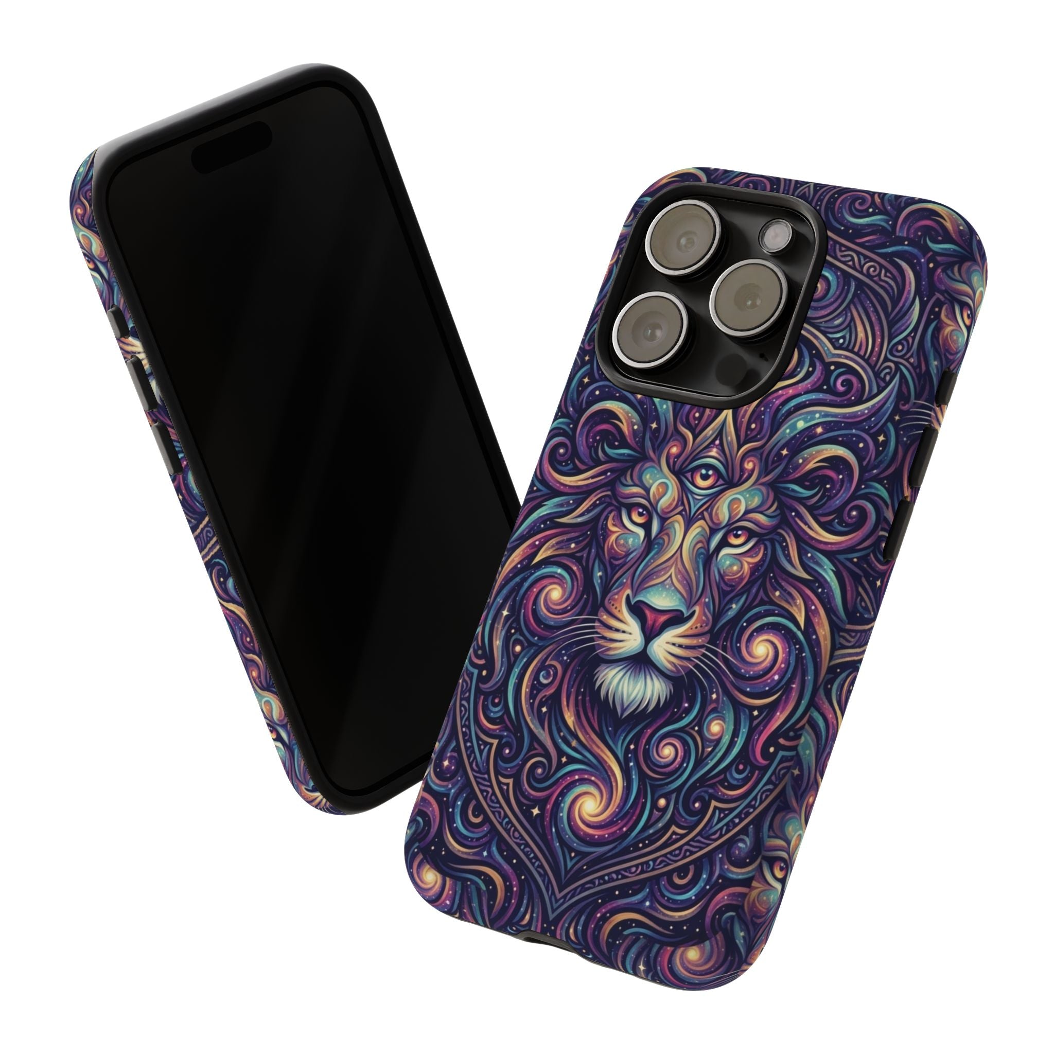 Lion Mandala Phone Case — Psychedelic Swirl Protective Cover