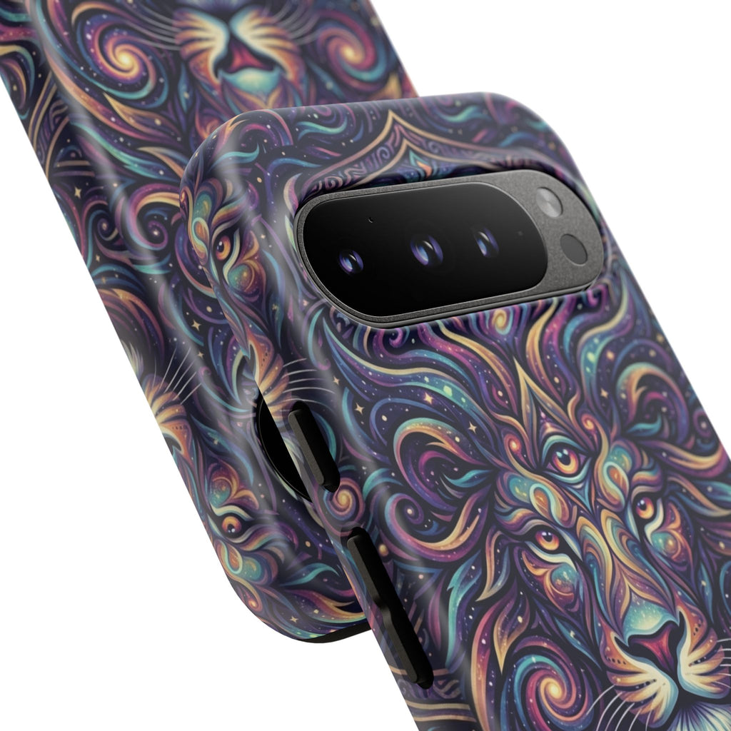 Lion Mandala Phone Case — Psychedelic Swirl Protective Cover