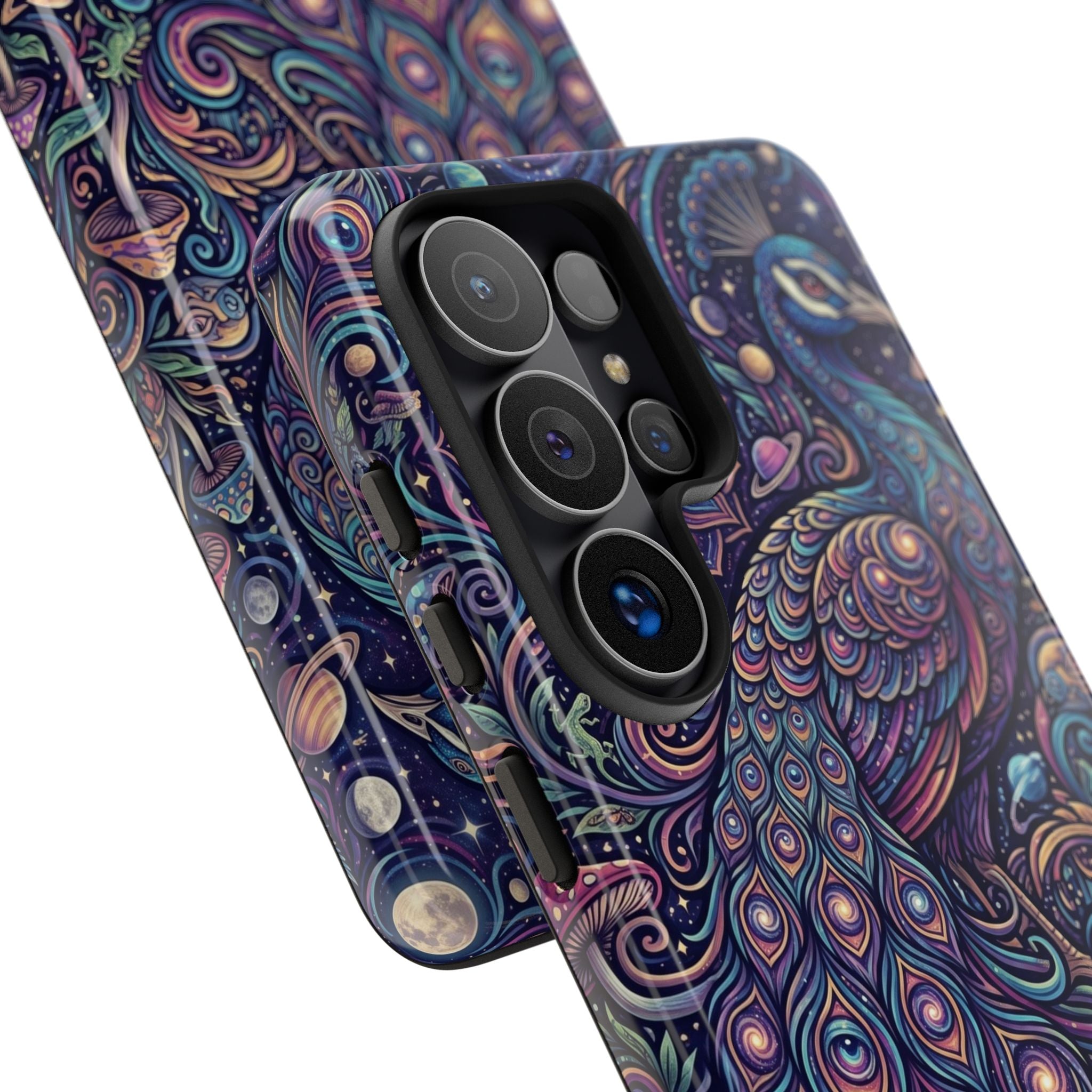 Peacock Mandala Phone Case — Protective Tough Case with Mystic Boho Design