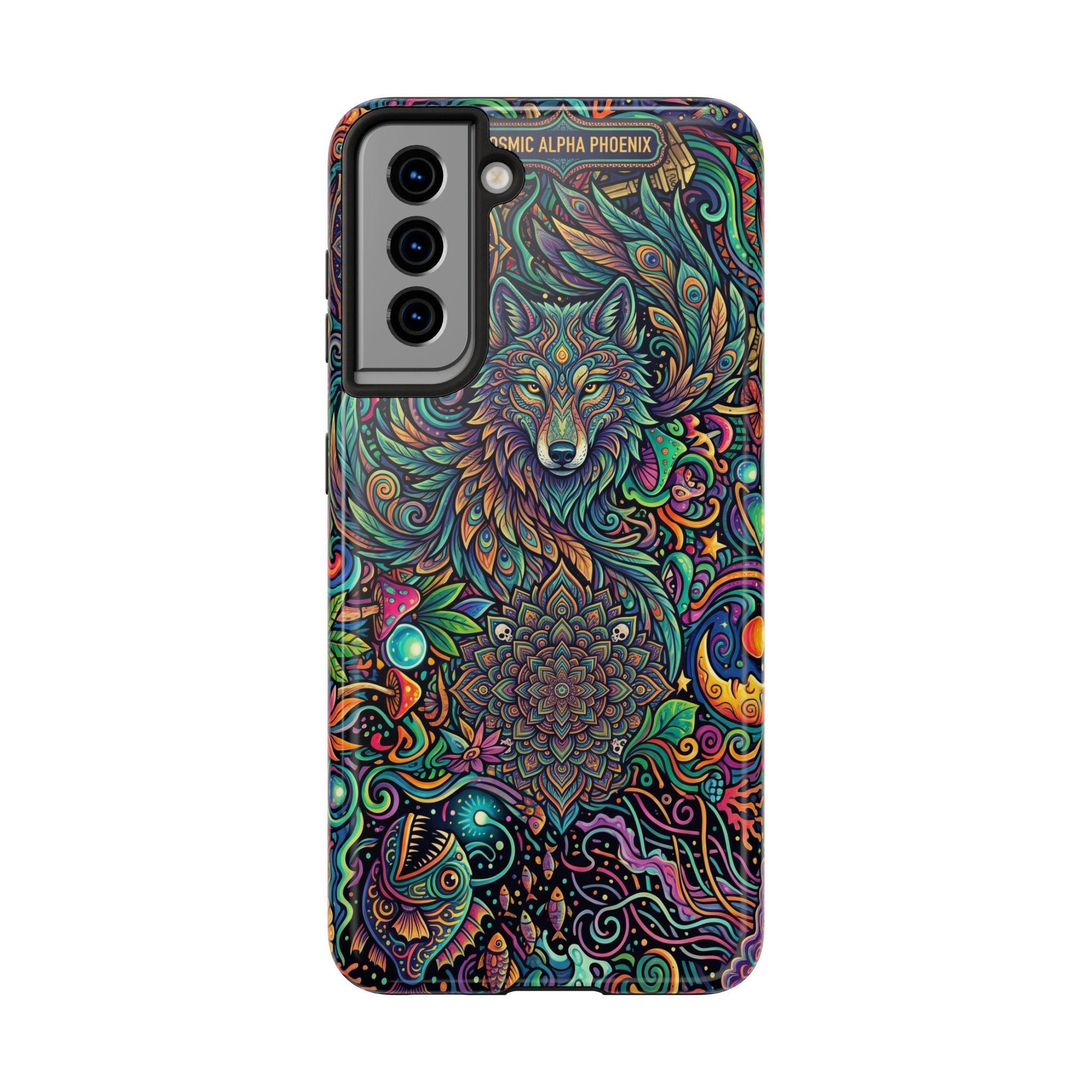 Wolf Mandala Tough Phone Case — Boho Psychedelic Protective Phone Cover