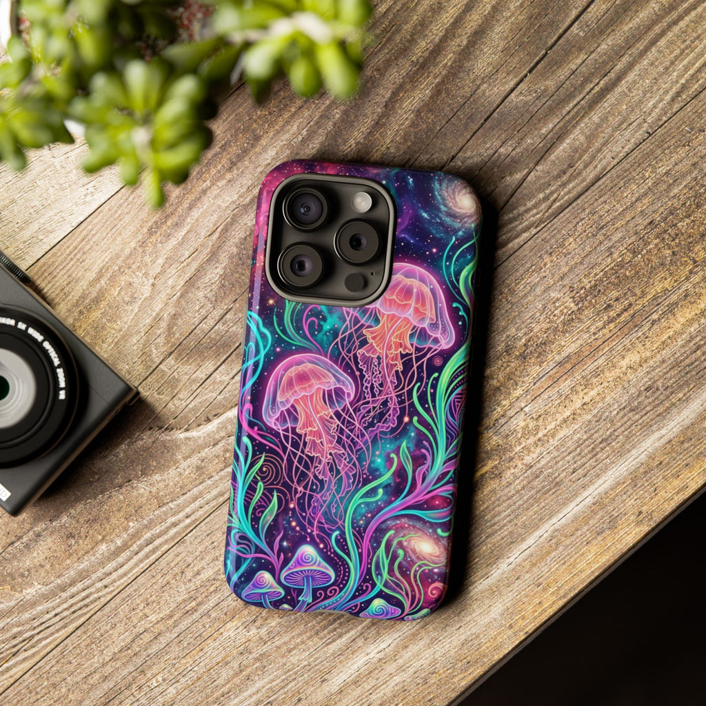 Jellyfish Galaxy Phone Case – Neon Sea Mushroom Tough Case