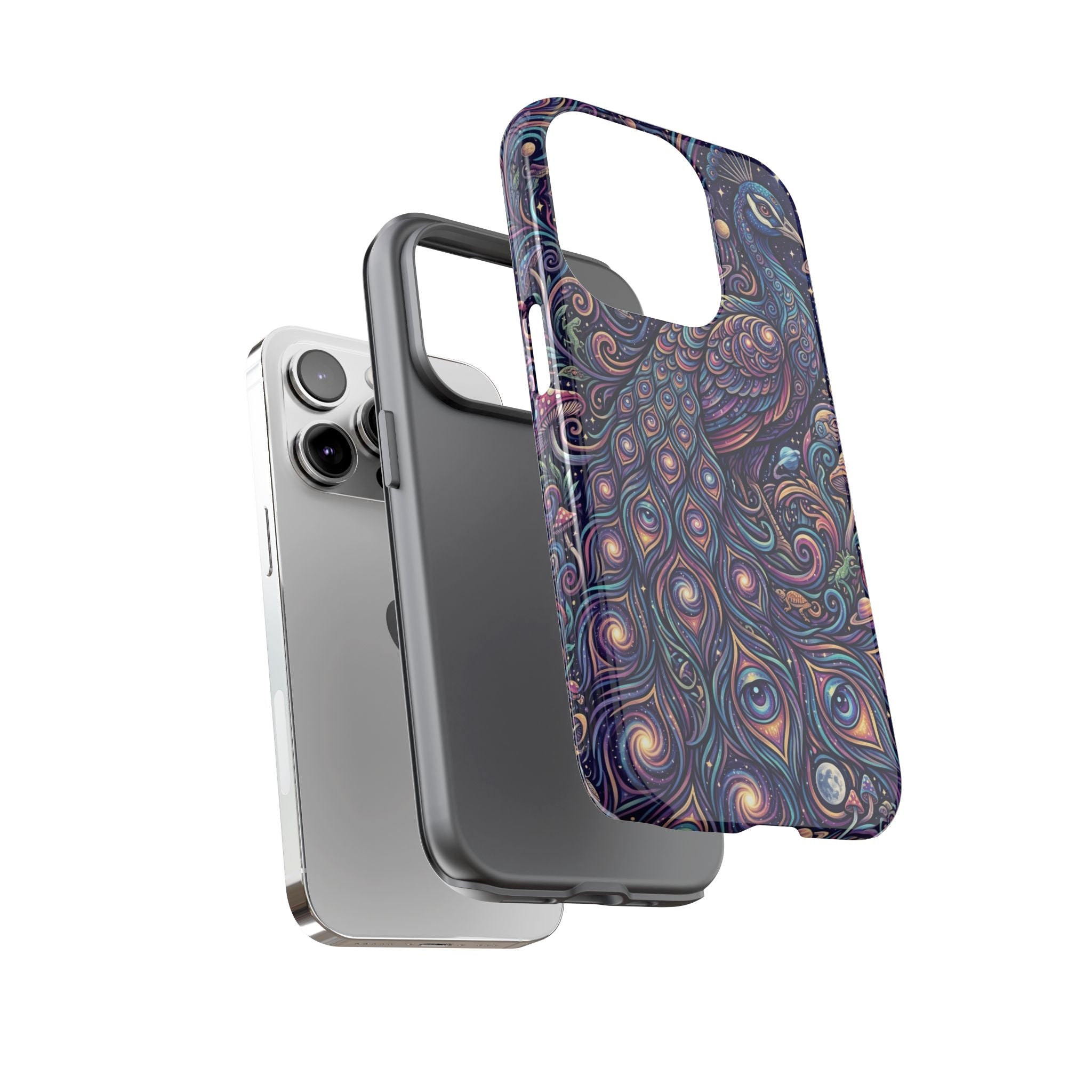 Peacock Mandala Phone Case — Protective Tough Case with Mystic Boho Design