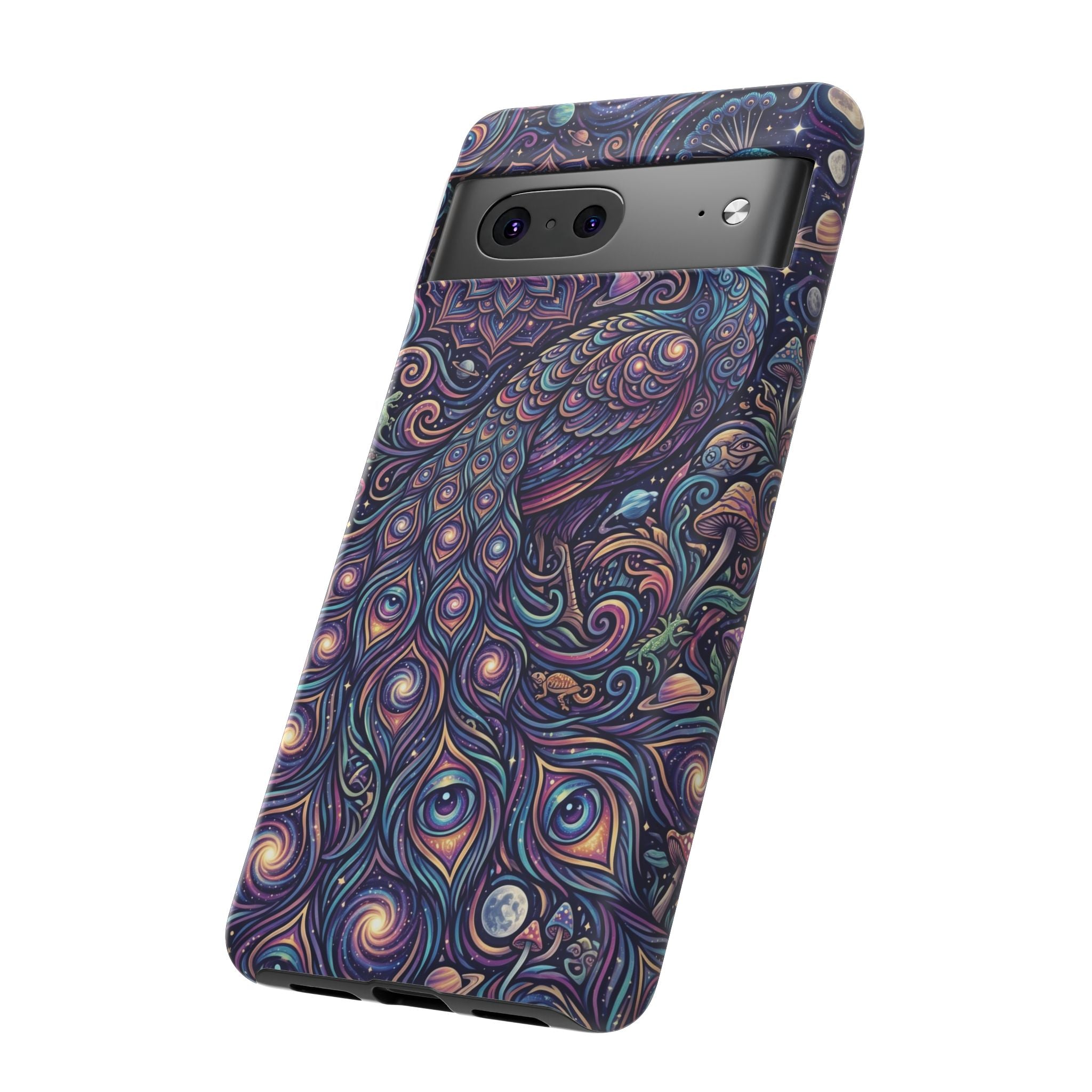 Peacock Mandala Phone Case — Protective Tough Case with Mystic Boho Design