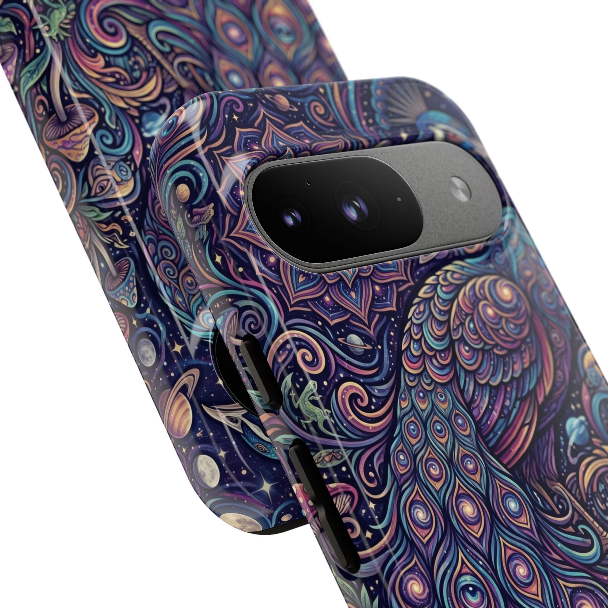 Peacock Mandala Phone Case — Protective Tough Case with Mystic Boho Design