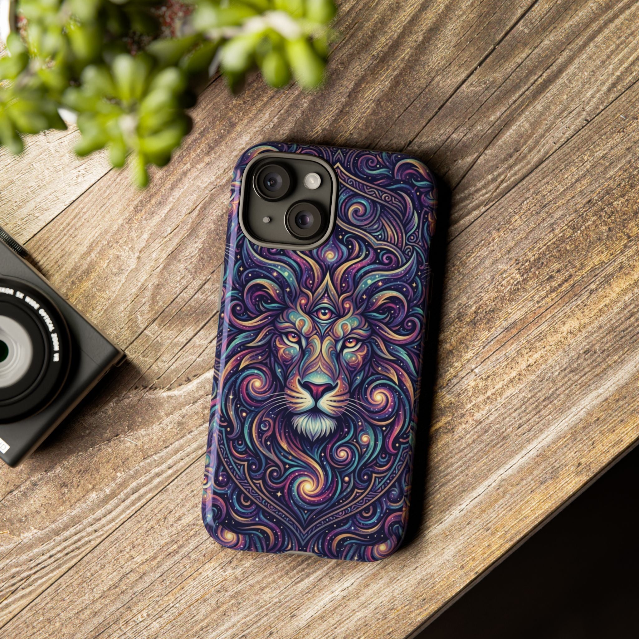 Lion Mandala Phone Case — Psychedelic Swirl Protective Cover