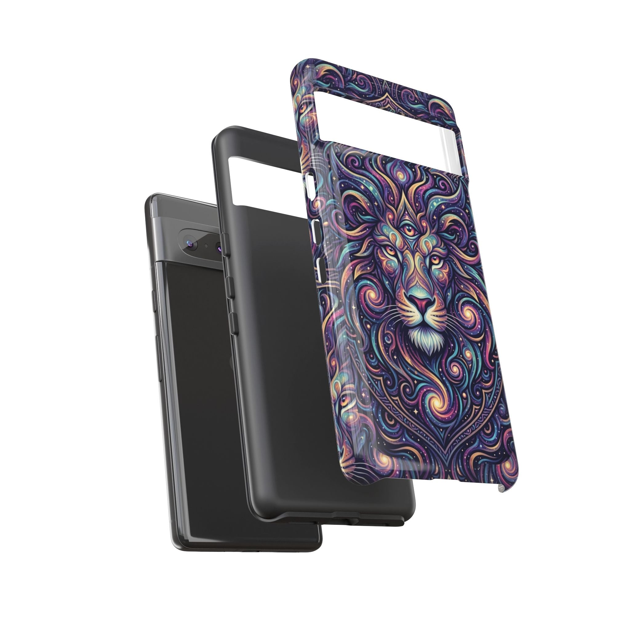 Lion Mandala Phone Case — Psychedelic Swirl Protective Cover