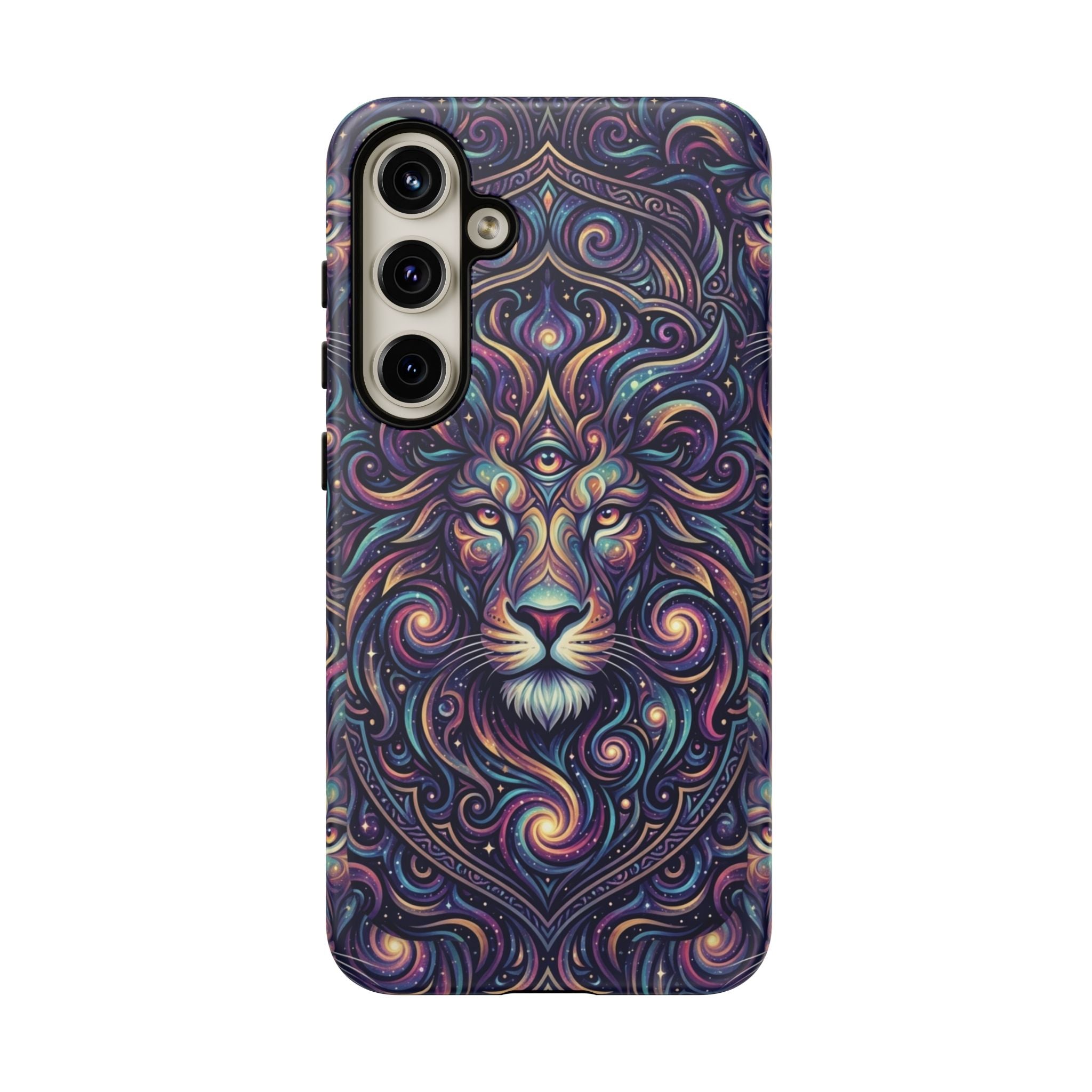 Lion Mandala Phone Case — Psychedelic Swirl Protective Cover