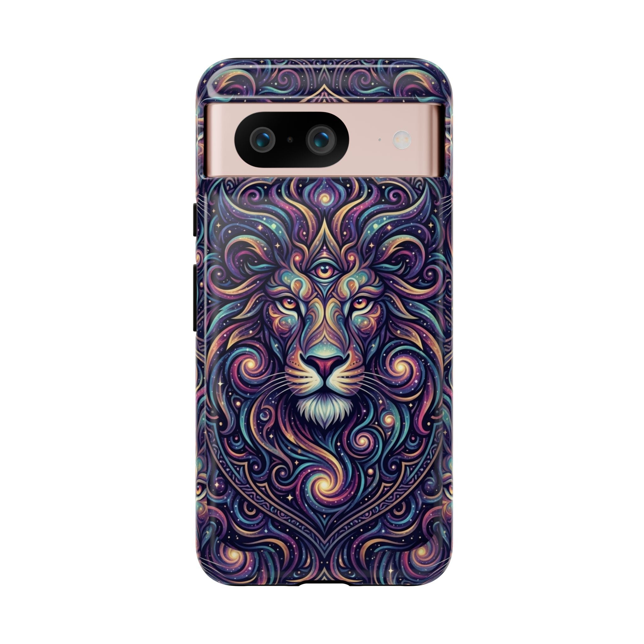 Lion Mandala Phone Case — Psychedelic Swirl Protective Cover