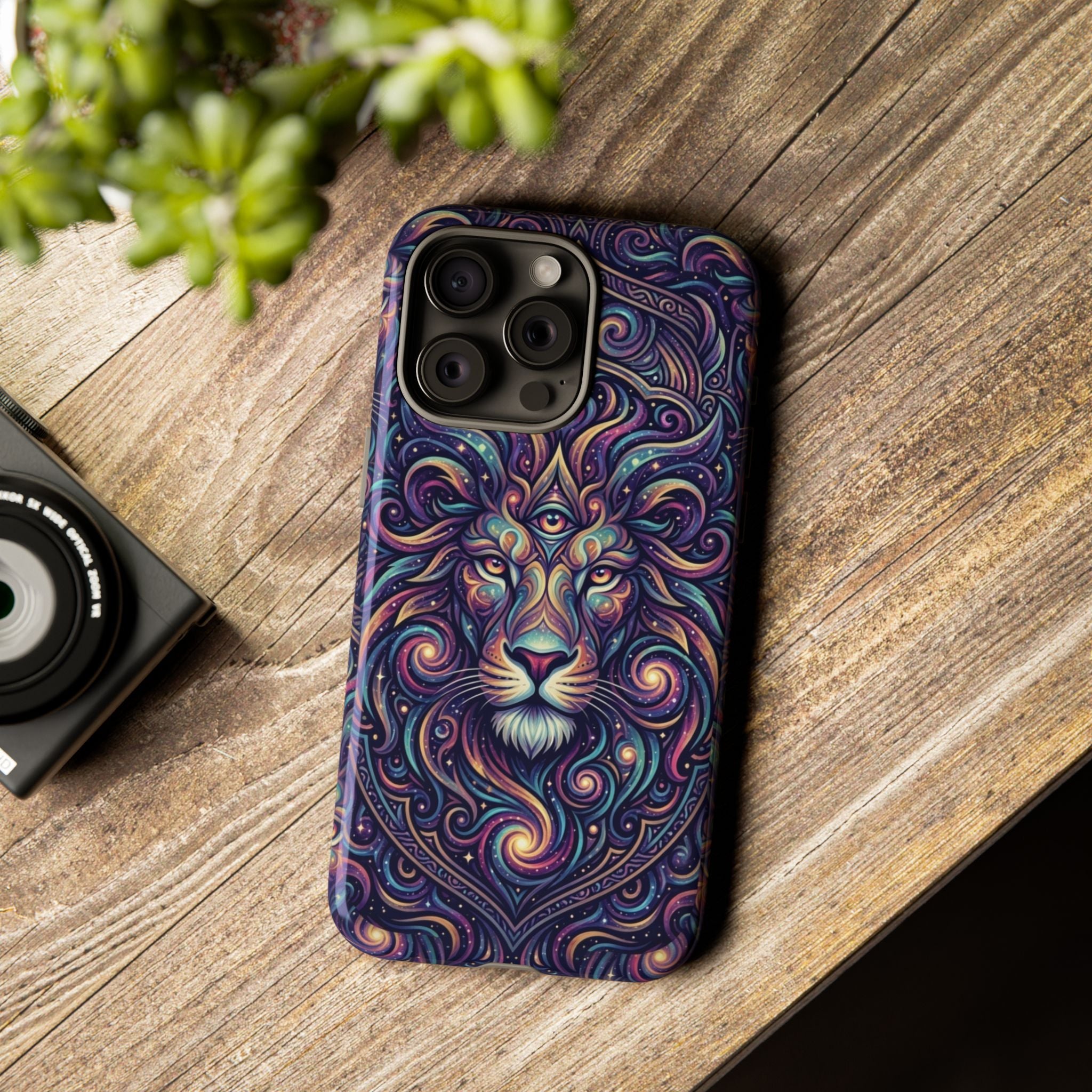 Lion Mandala Phone Case — Psychedelic Swirl Protective Cover