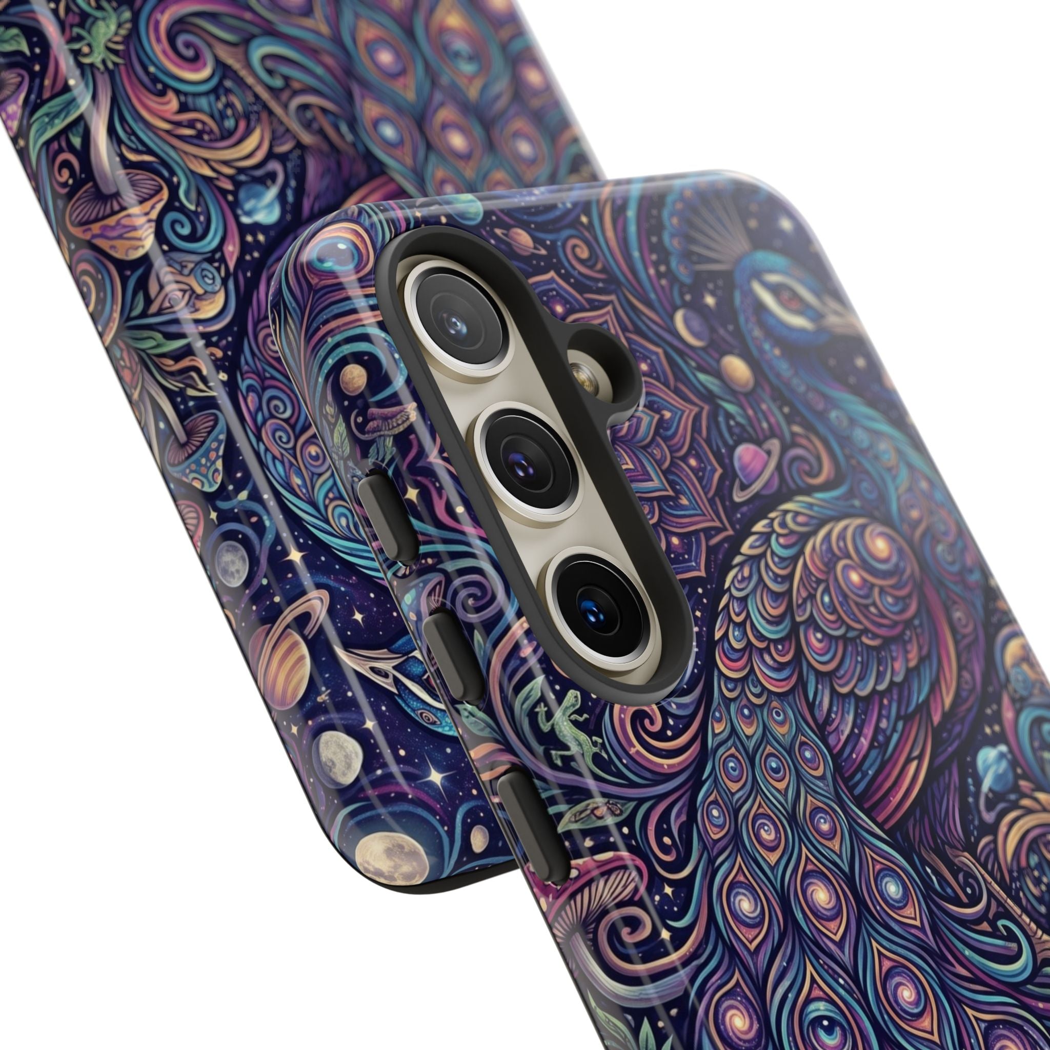Peacock Mandala Phone Case — Protective Tough Case with Mystic Boho Design