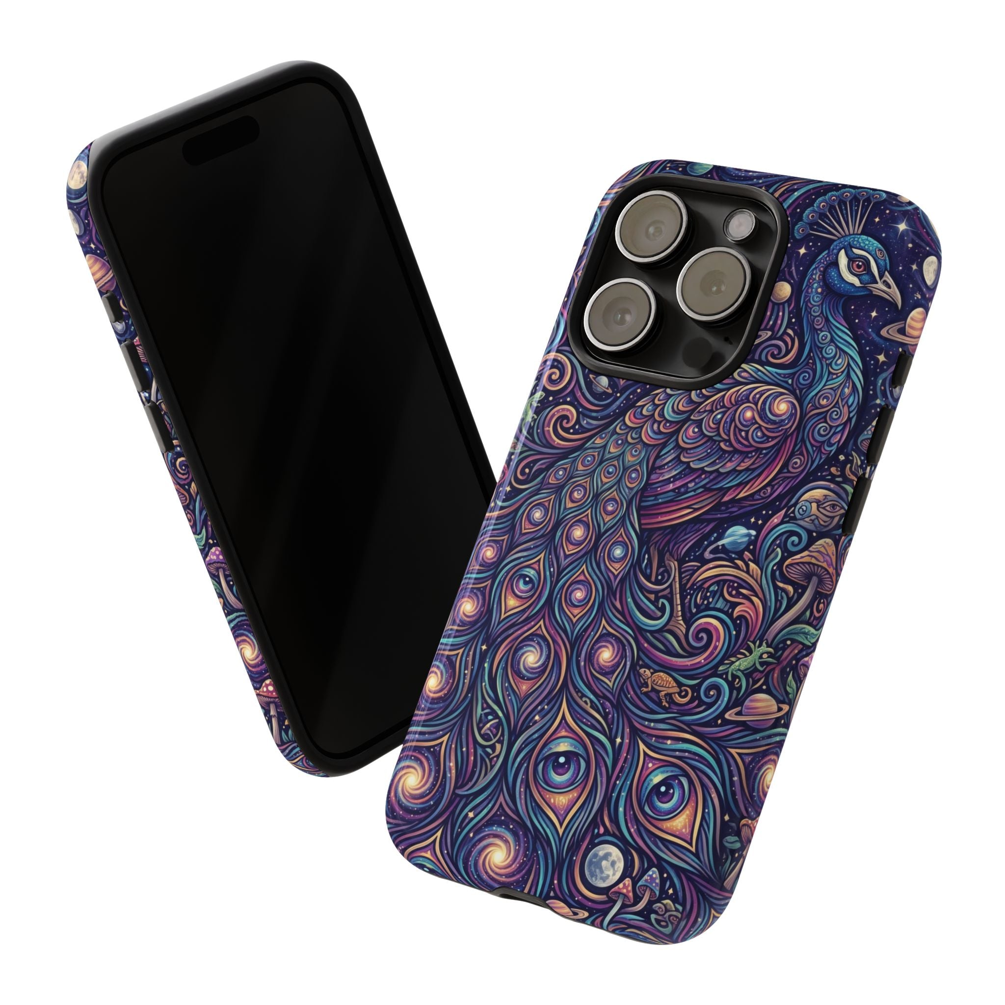Peacock Mandala Phone Case — Protective Tough Case with Mystic Boho Design