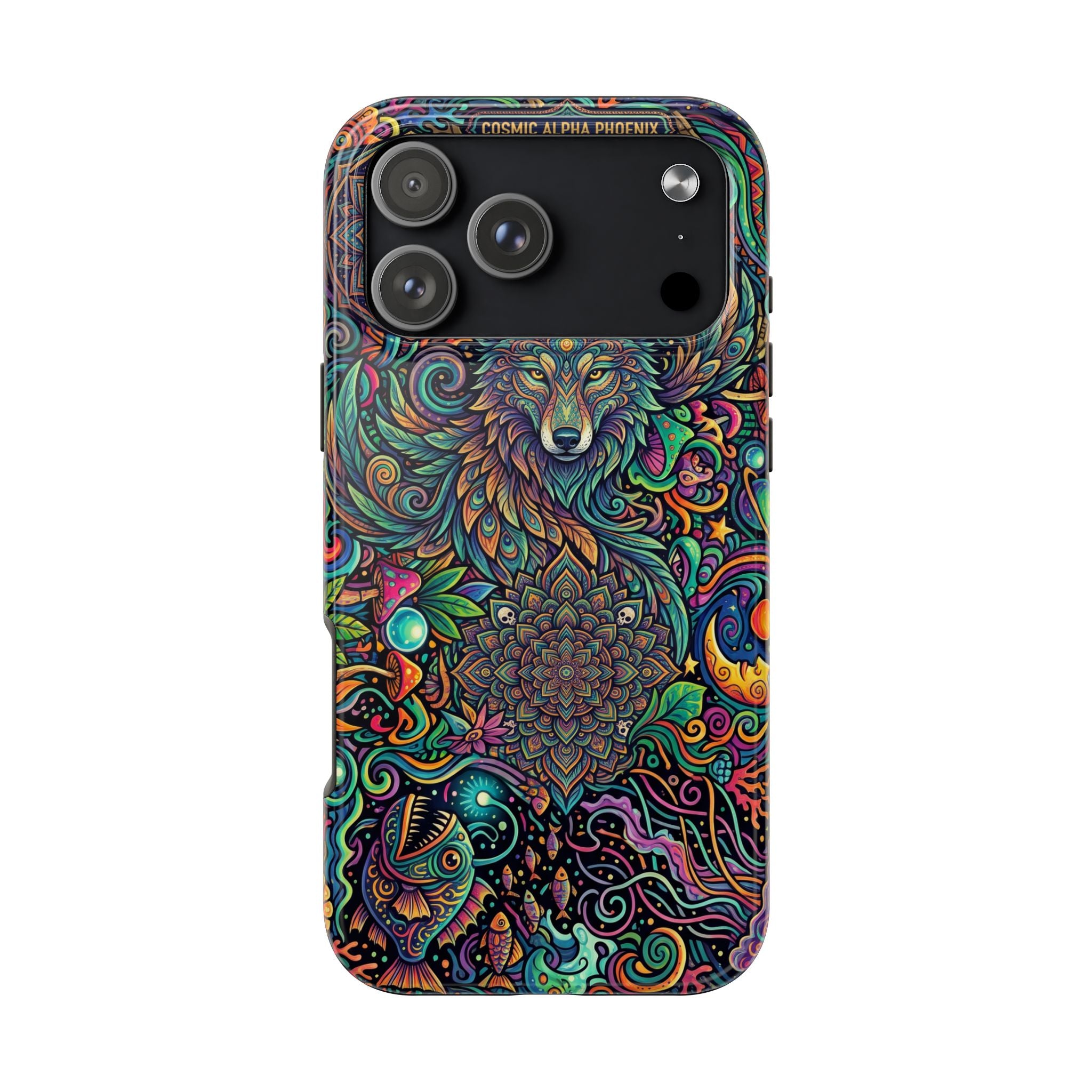 Wolf Mandala Tough Phone Case — Boho Psychedelic Protective Phone Cover