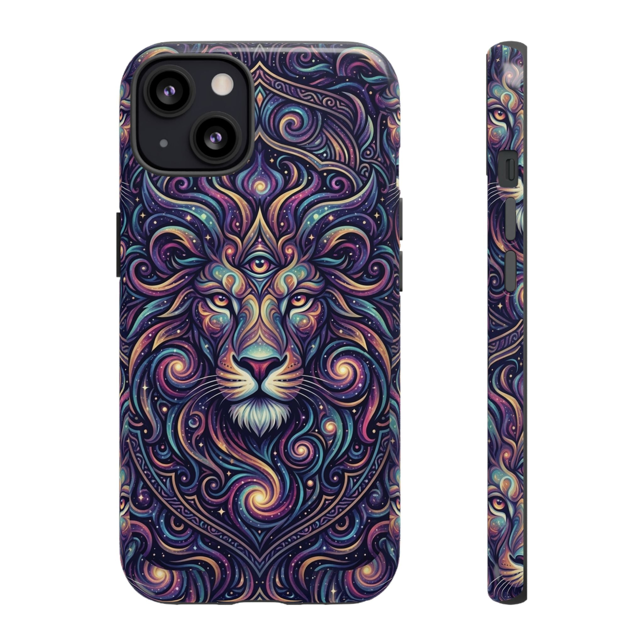 Lion Mandala Phone Case — Psychedelic Swirl Protective Cover