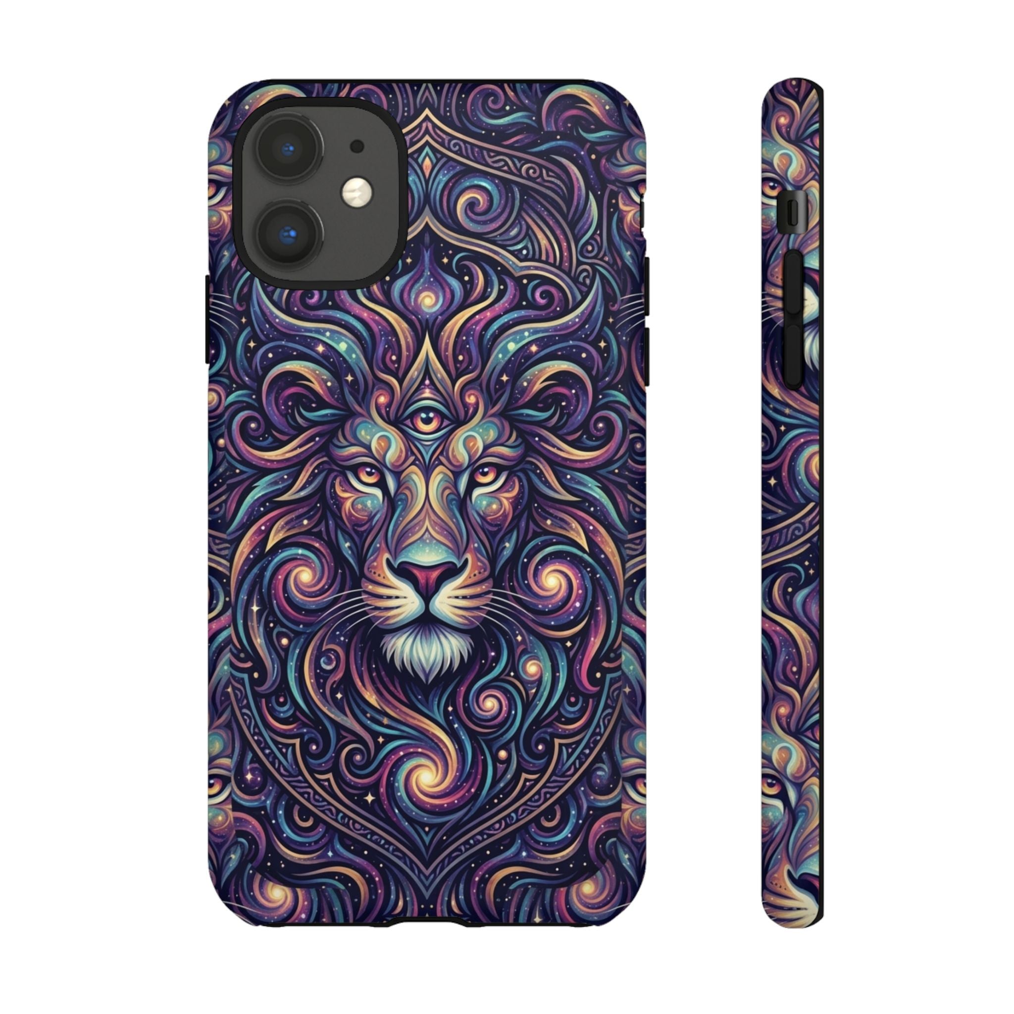 Lion Mandala Phone Case — Psychedelic Swirl Protective Cover