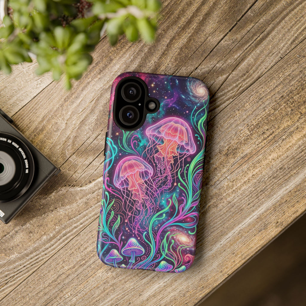 Jellyfish Galaxy Phone Case – Neon Sea Mushroom Tough Case