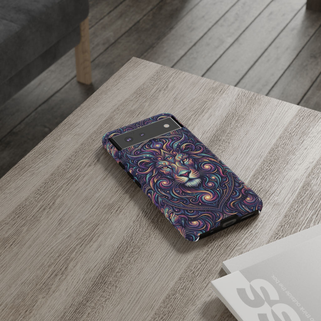 Lion Mandala Phone Case — Psychedelic Swirl Protective Cover