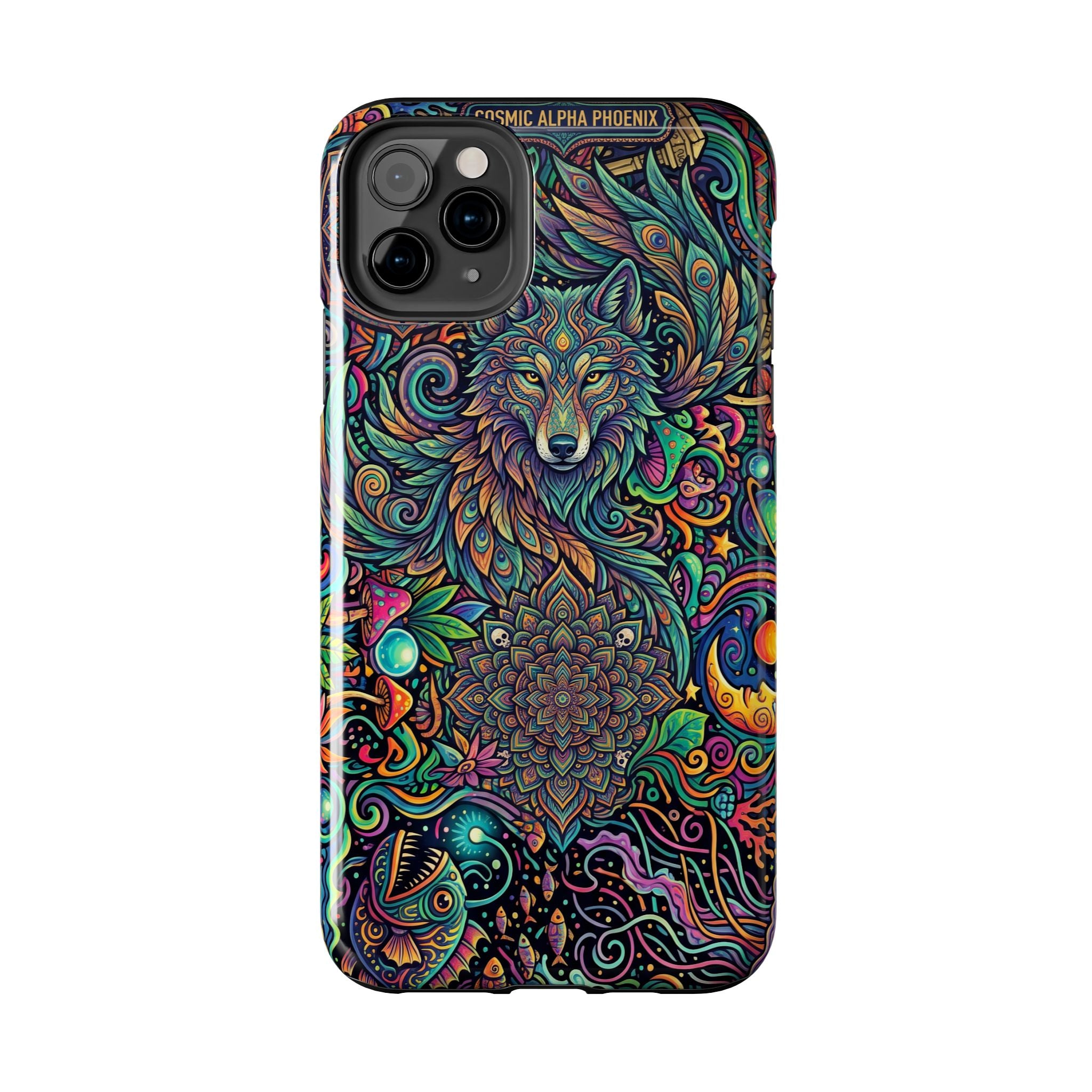 Wolf Mandala Tough Phone Case — Boho Psychedelic Protective Phone Cover