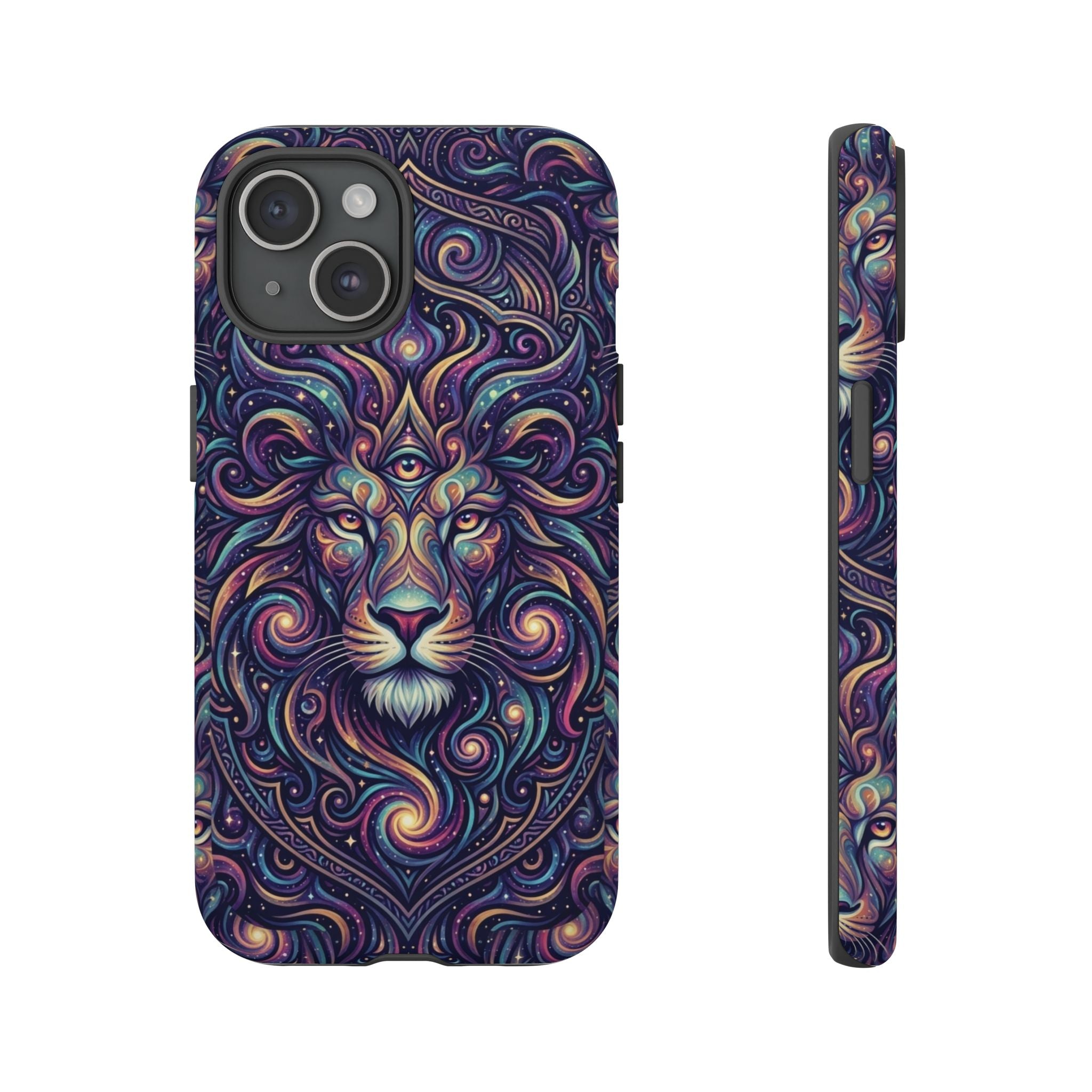 Lion Mandala Phone Case — Psychedelic Swirl Protective Cover