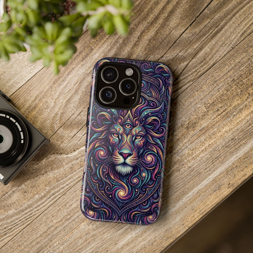Lion Mandala Phone Case — Psychedelic Swirl Protective Cover