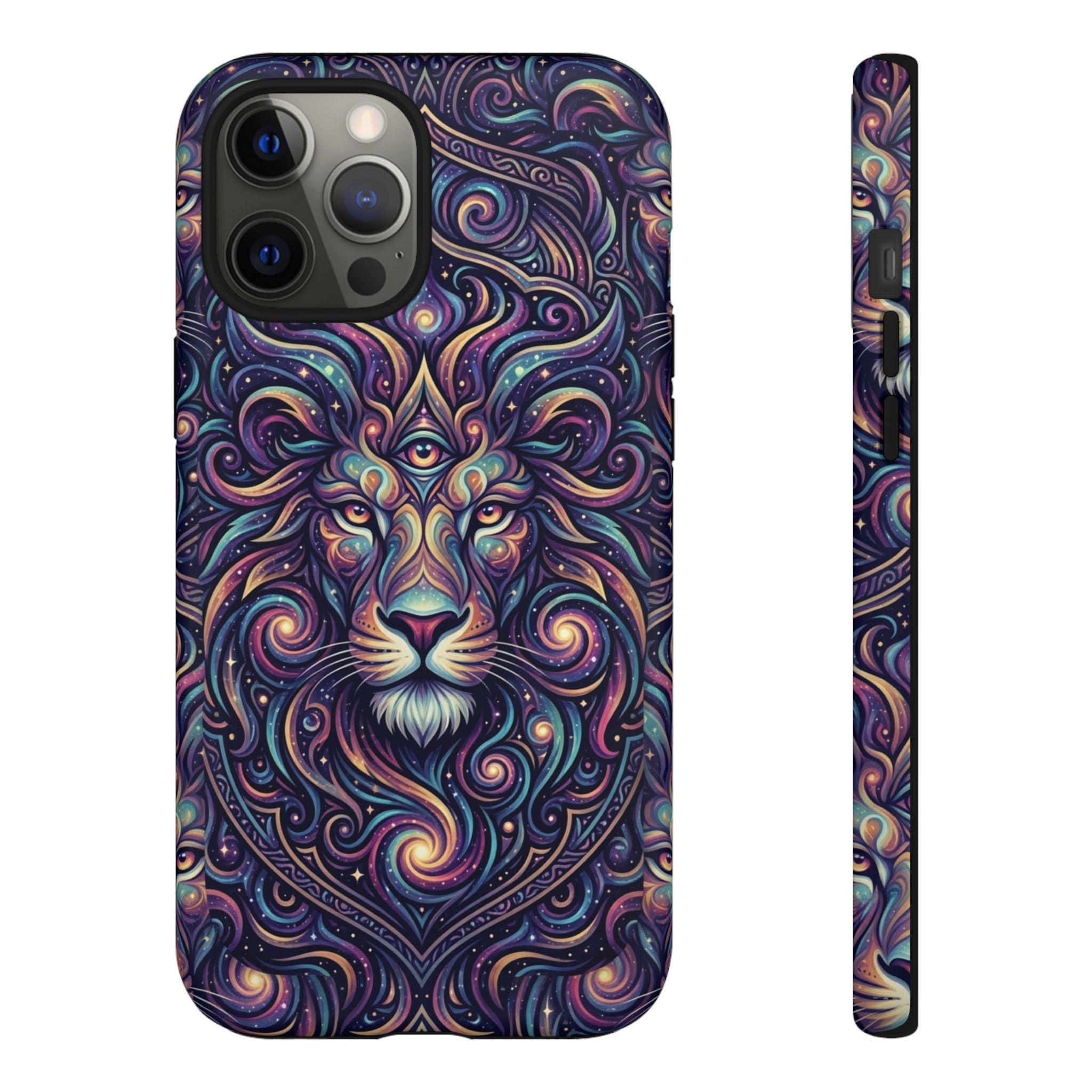 Lion Mandala Phone Case — Psychedelic Swirl Protective Cover