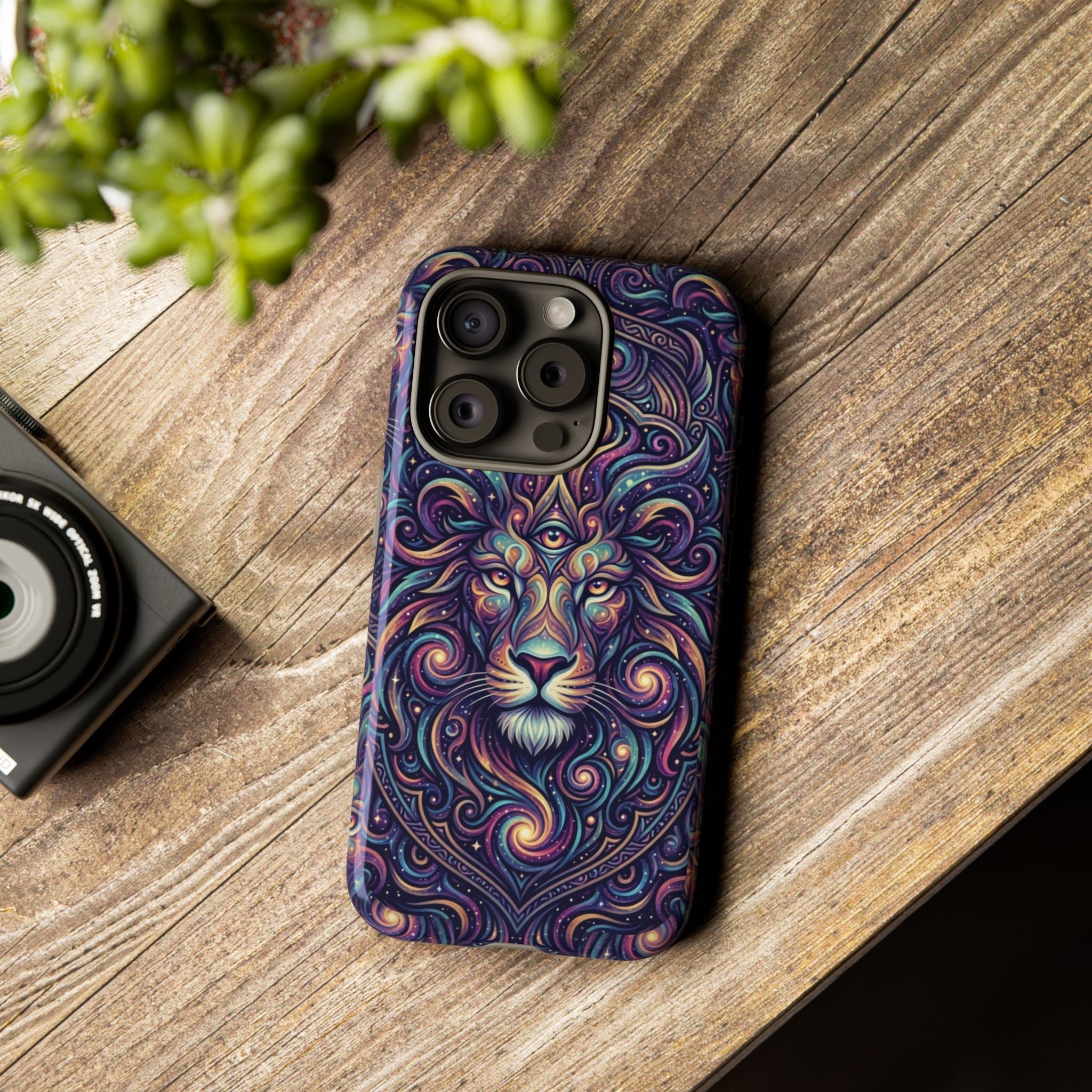 Lion Mandala Phone Case — Psychedelic Swirl Protective Cover