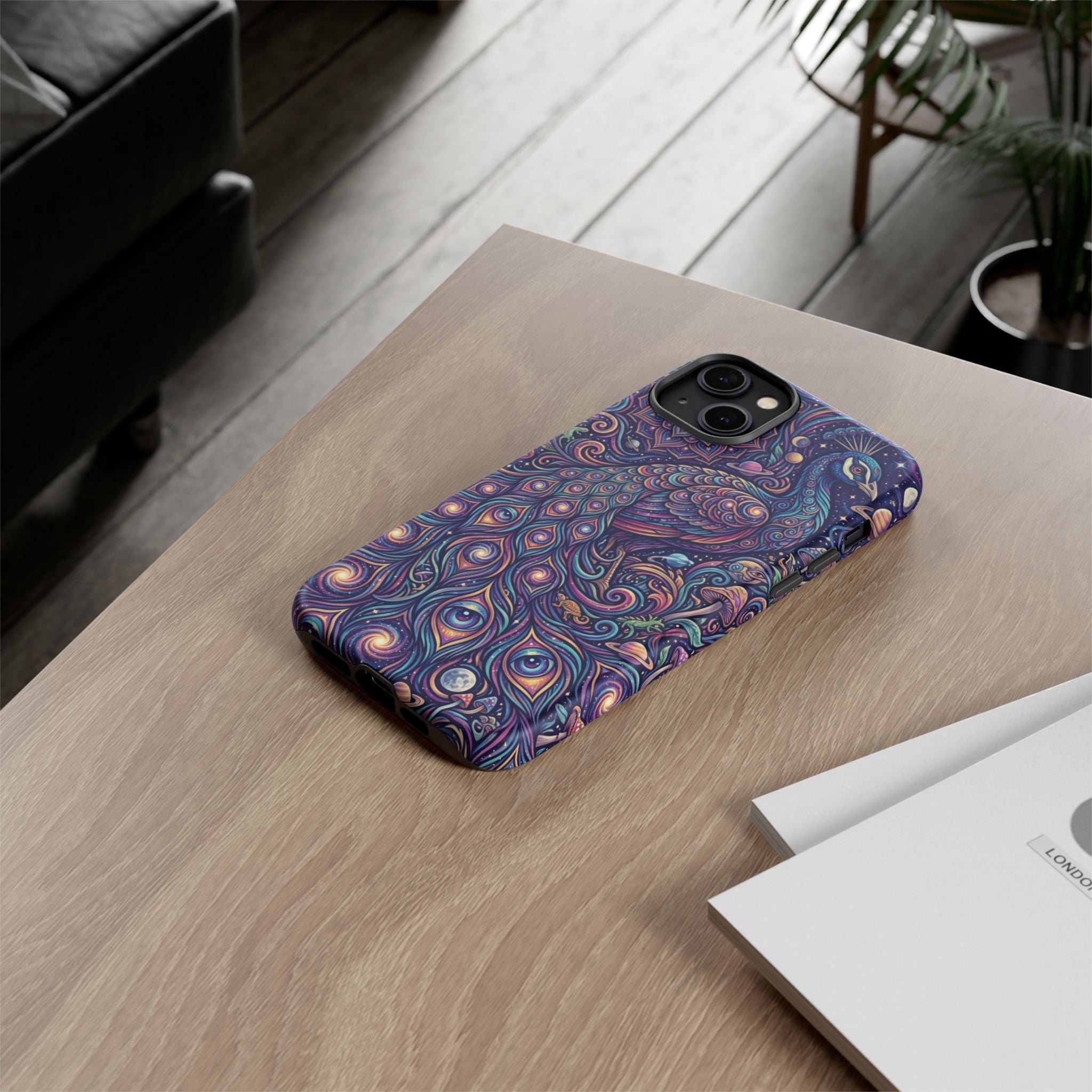 Peacock Mandala Phone Case — Protective Tough Case with Mystic Boho Design