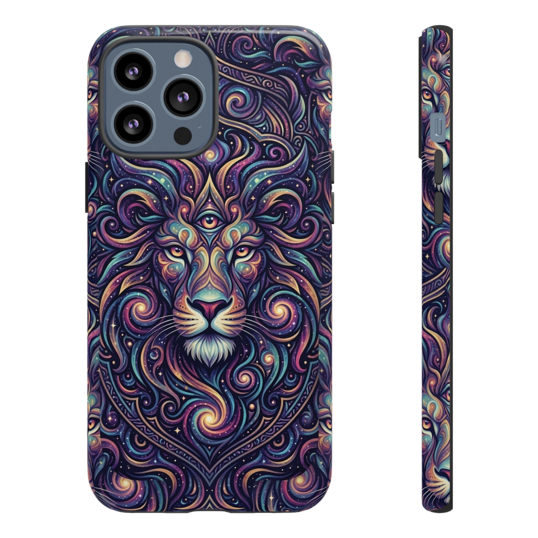 Lion Mandala Phone Case — Psychedelic Swirl Protective Cover