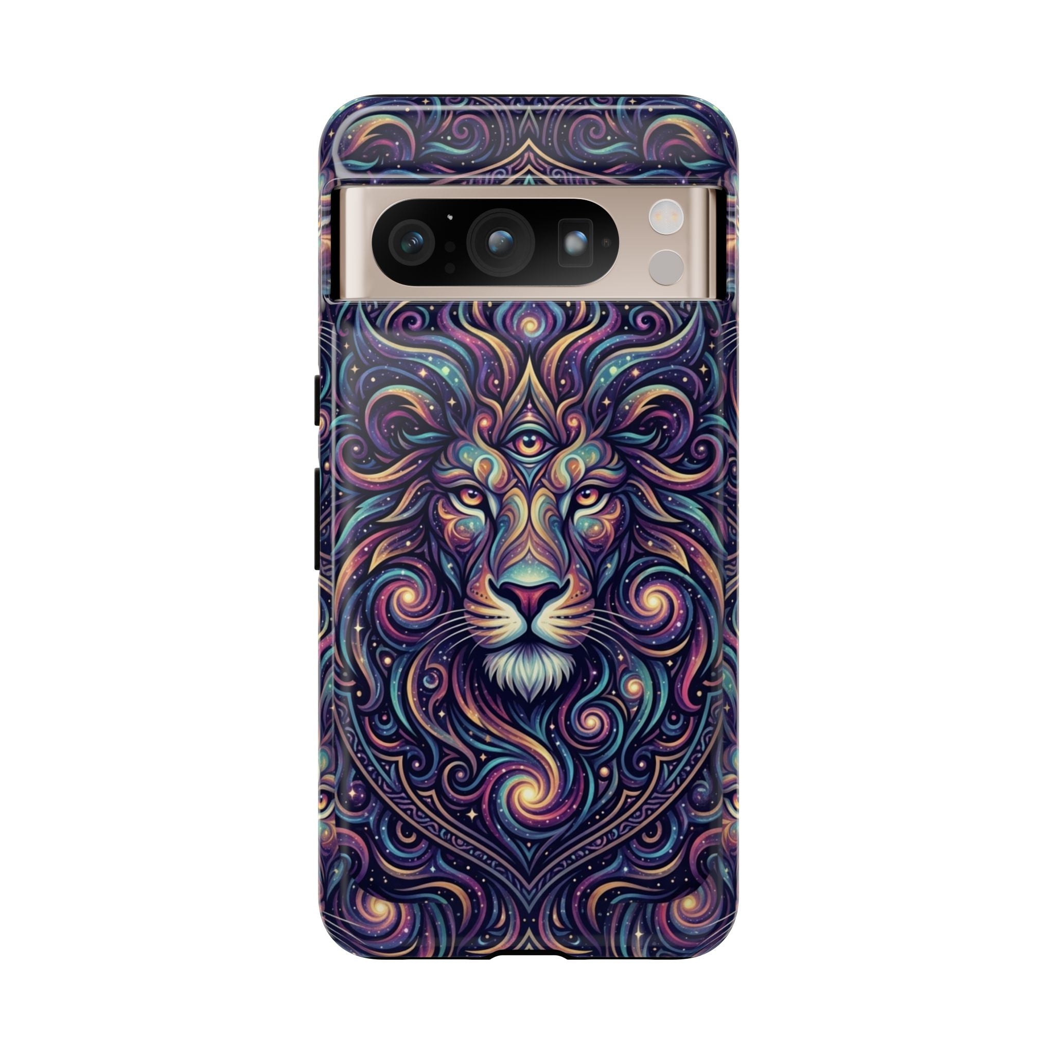 Lion Mandala Phone Case — Psychedelic Swirl Protective Cover