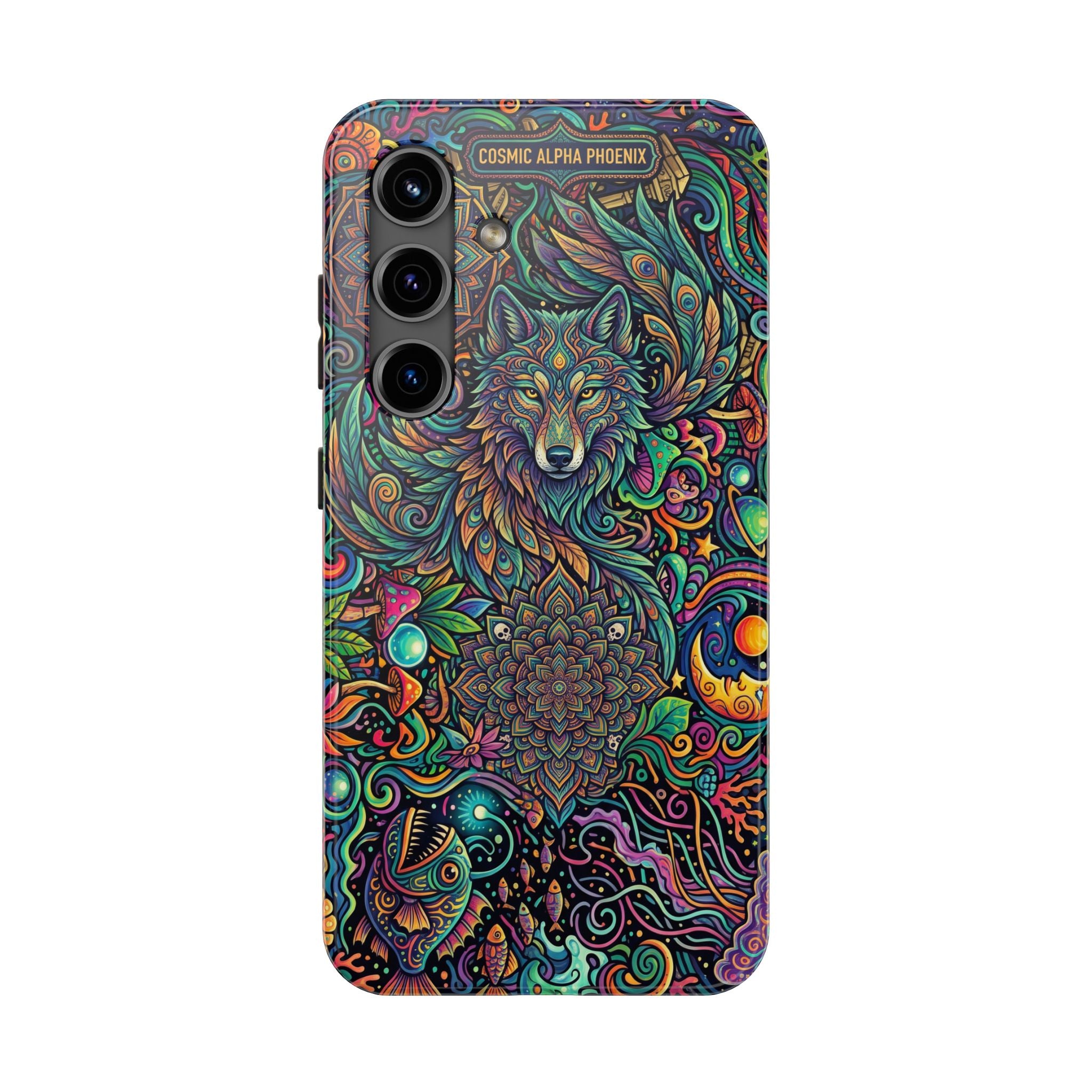 Wolf Mandala Tough Phone Case — Boho Psychedelic Protective Phone Cover