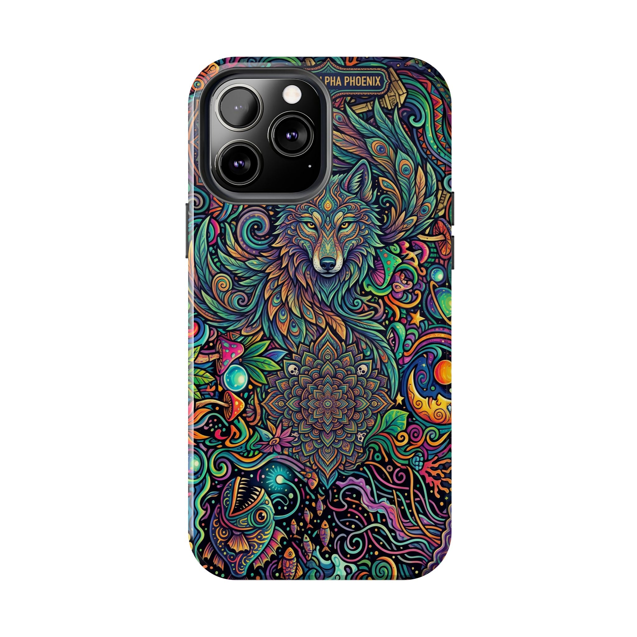 Wolf Mandala Tough Phone Case — Boho Psychedelic Protective Phone Cover