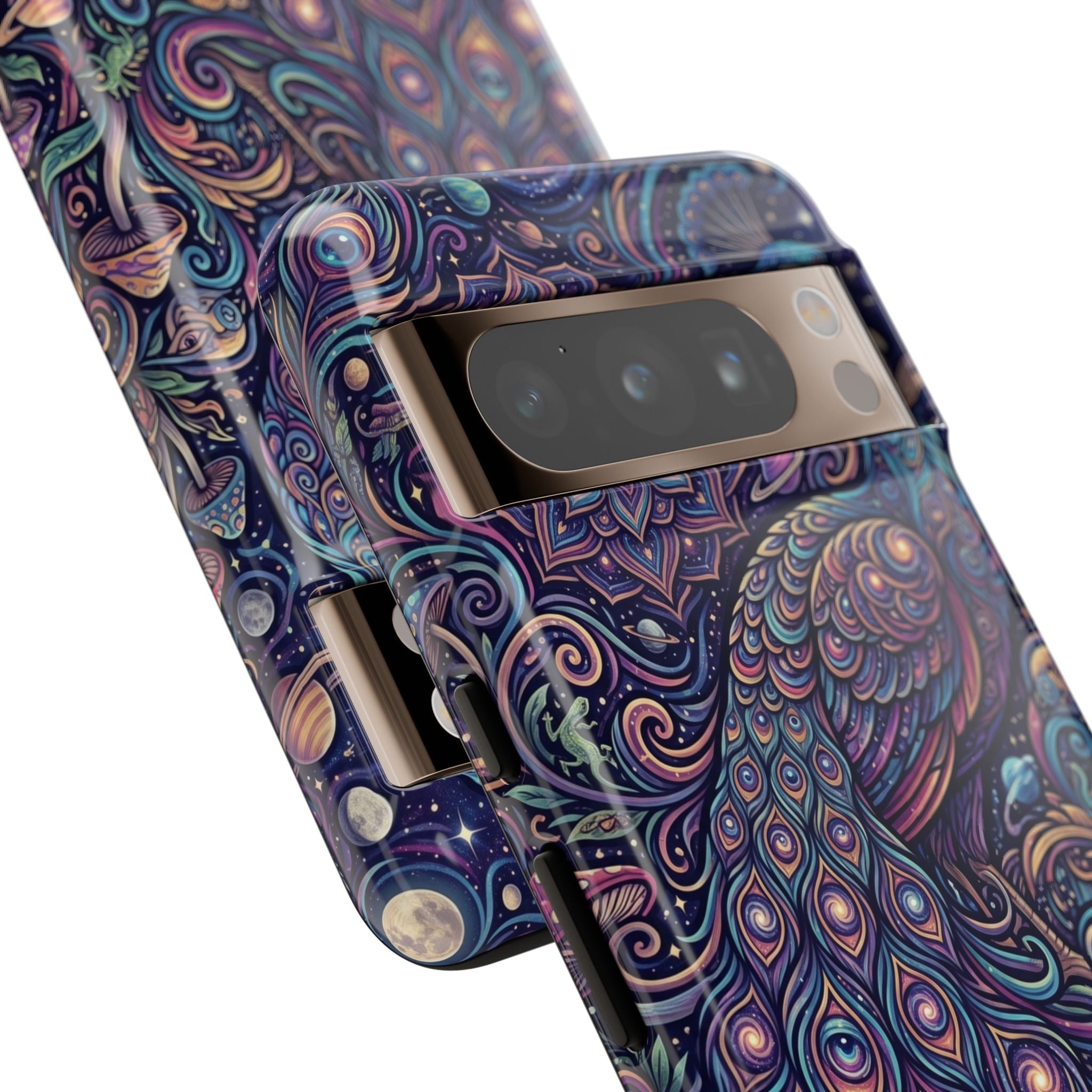 Peacock Mandala Phone Case — Protective Tough Case with Mystic Boho Design