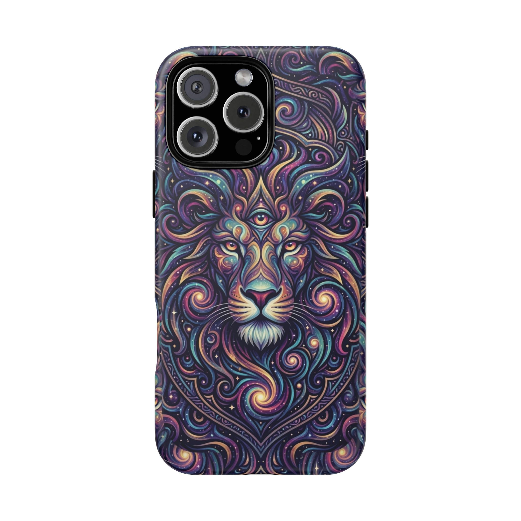 Lion Mandala Phone Case — Psychedelic Swirl Protective Cover