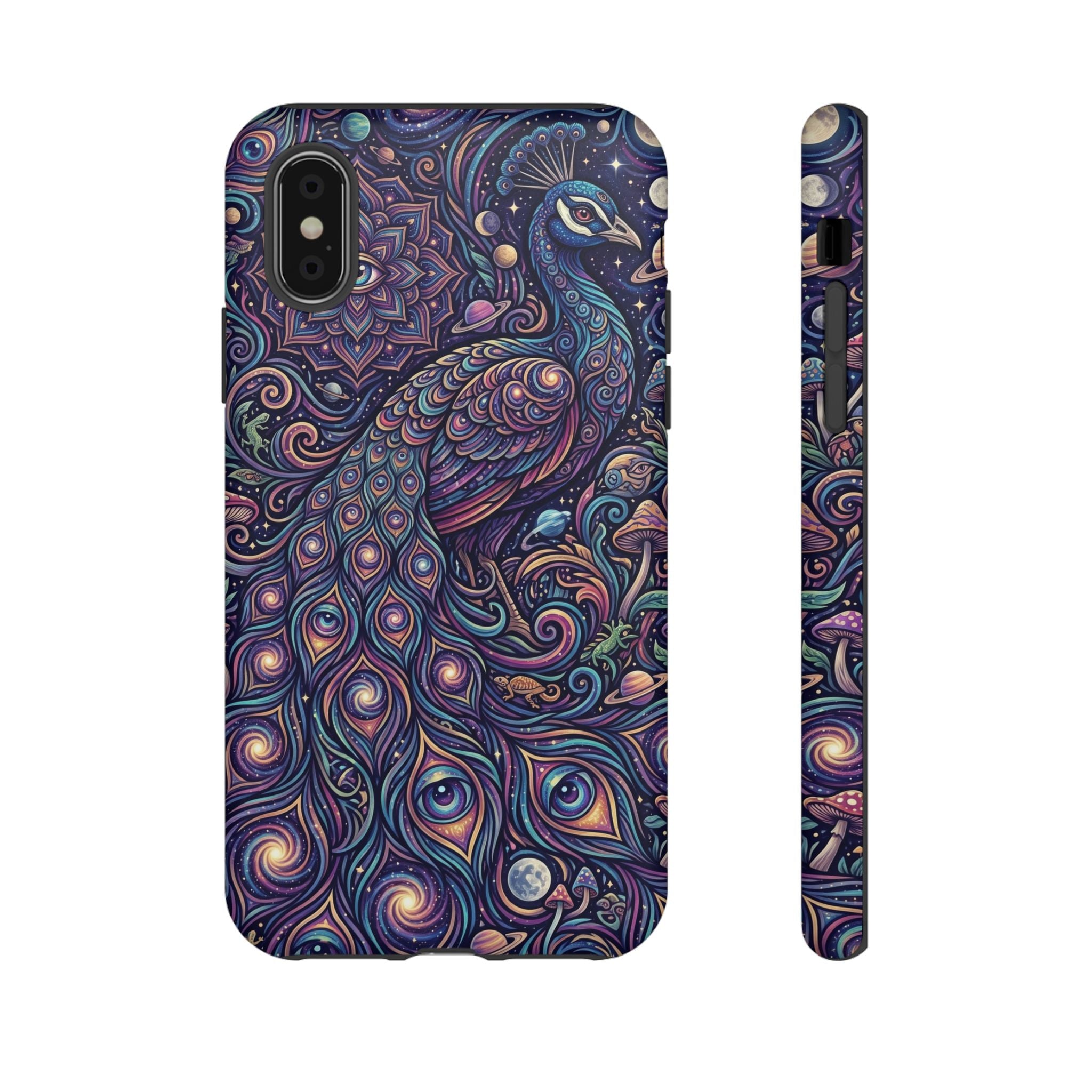 Peacock Mandala Phone Case — Protective Tough Case with Mystic Boho Design