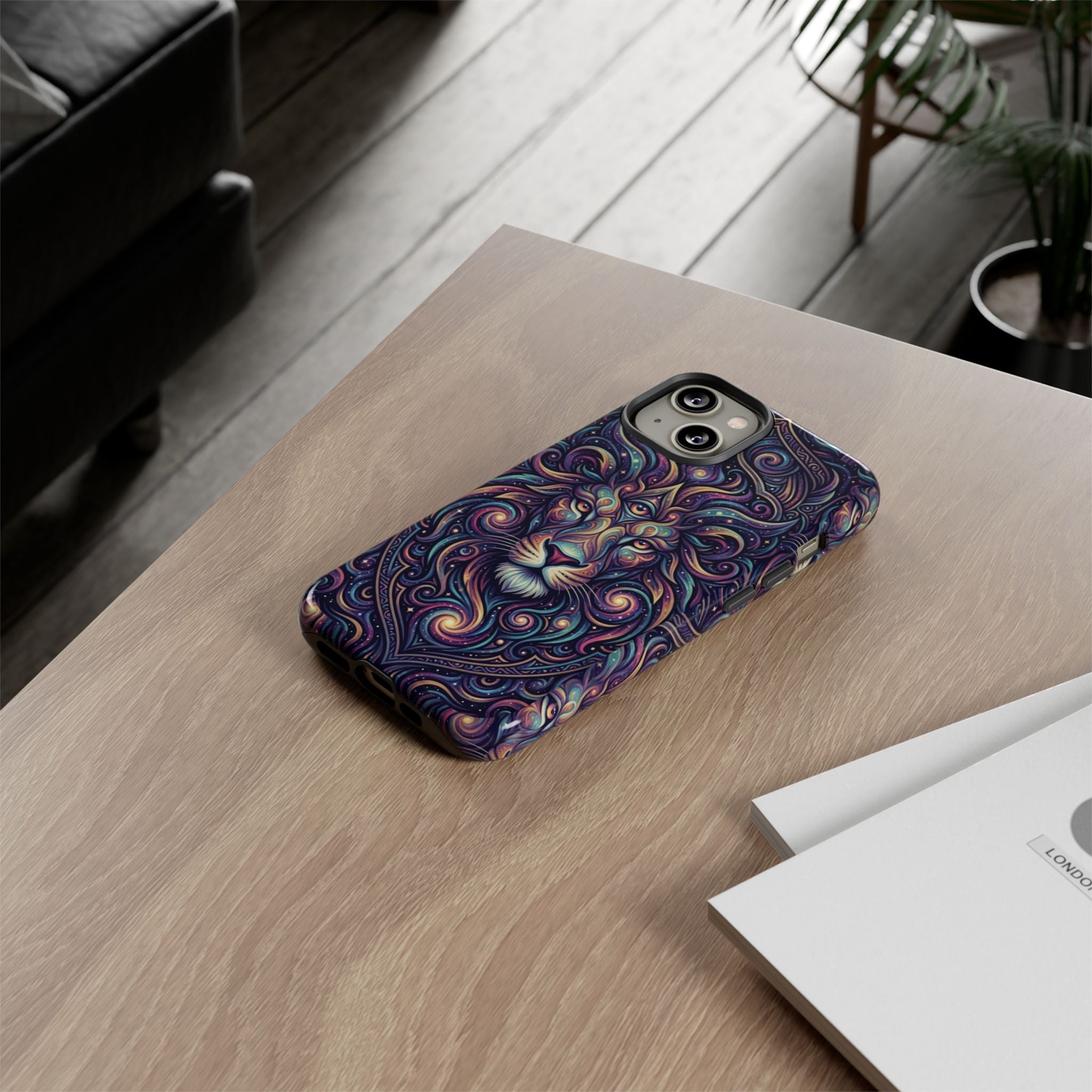Lion Mandala Phone Case — Psychedelic Swirl Protective Cover